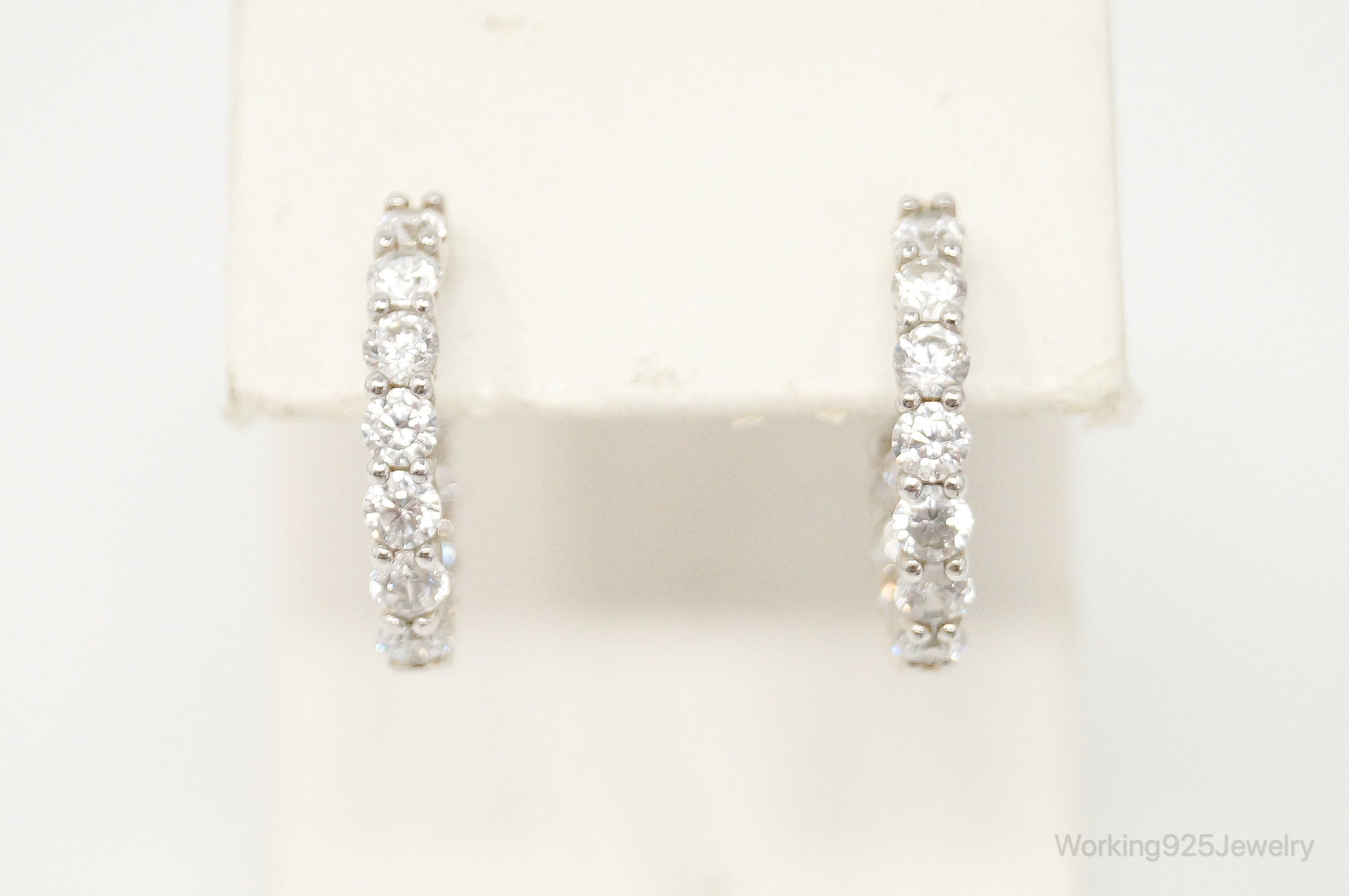 Cubic Zirconia Sterling Silver Hoop Earrings