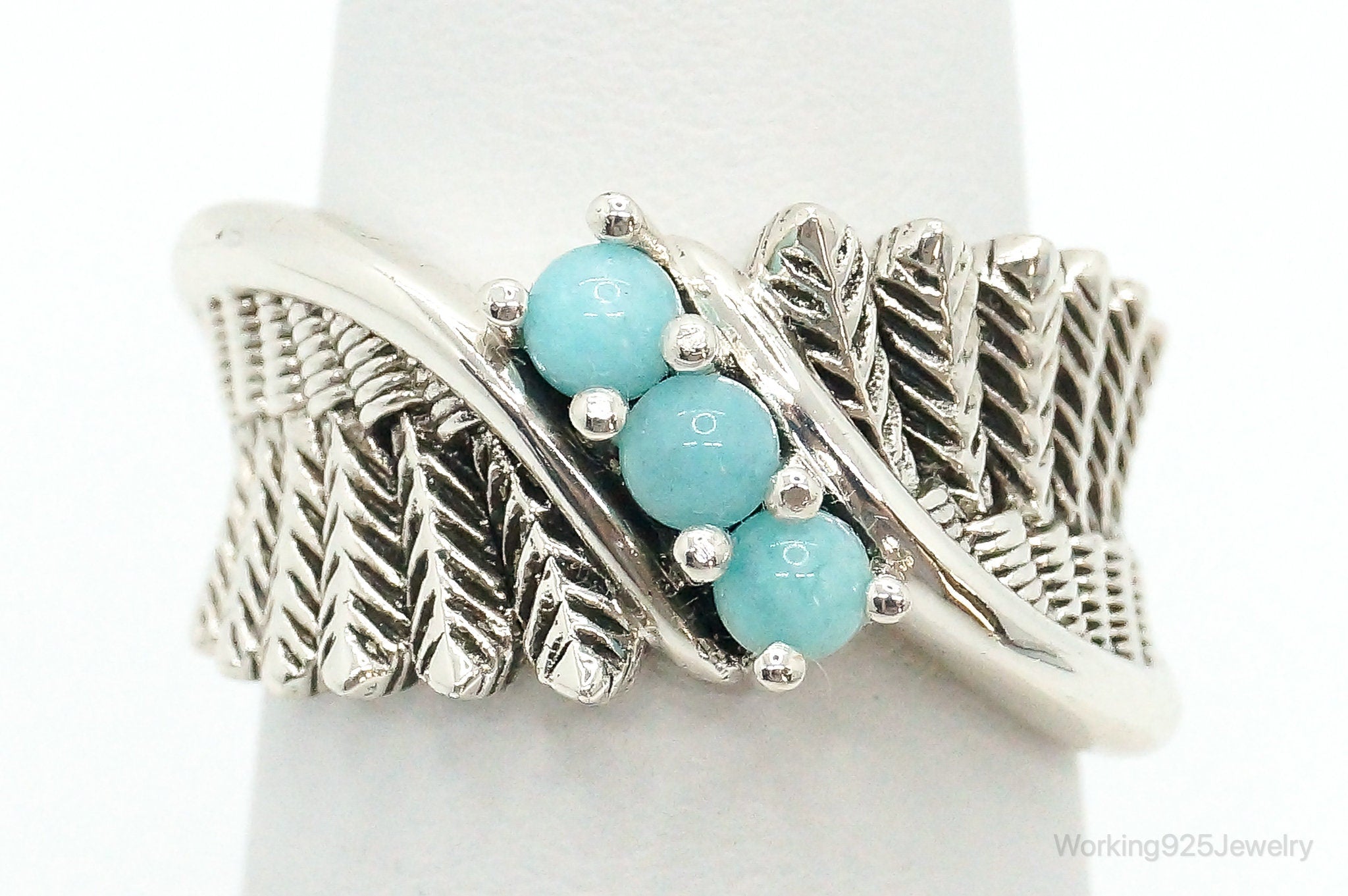 Designer PMT Amazonite Arrows Sterling Silver Ring - Size 6.25