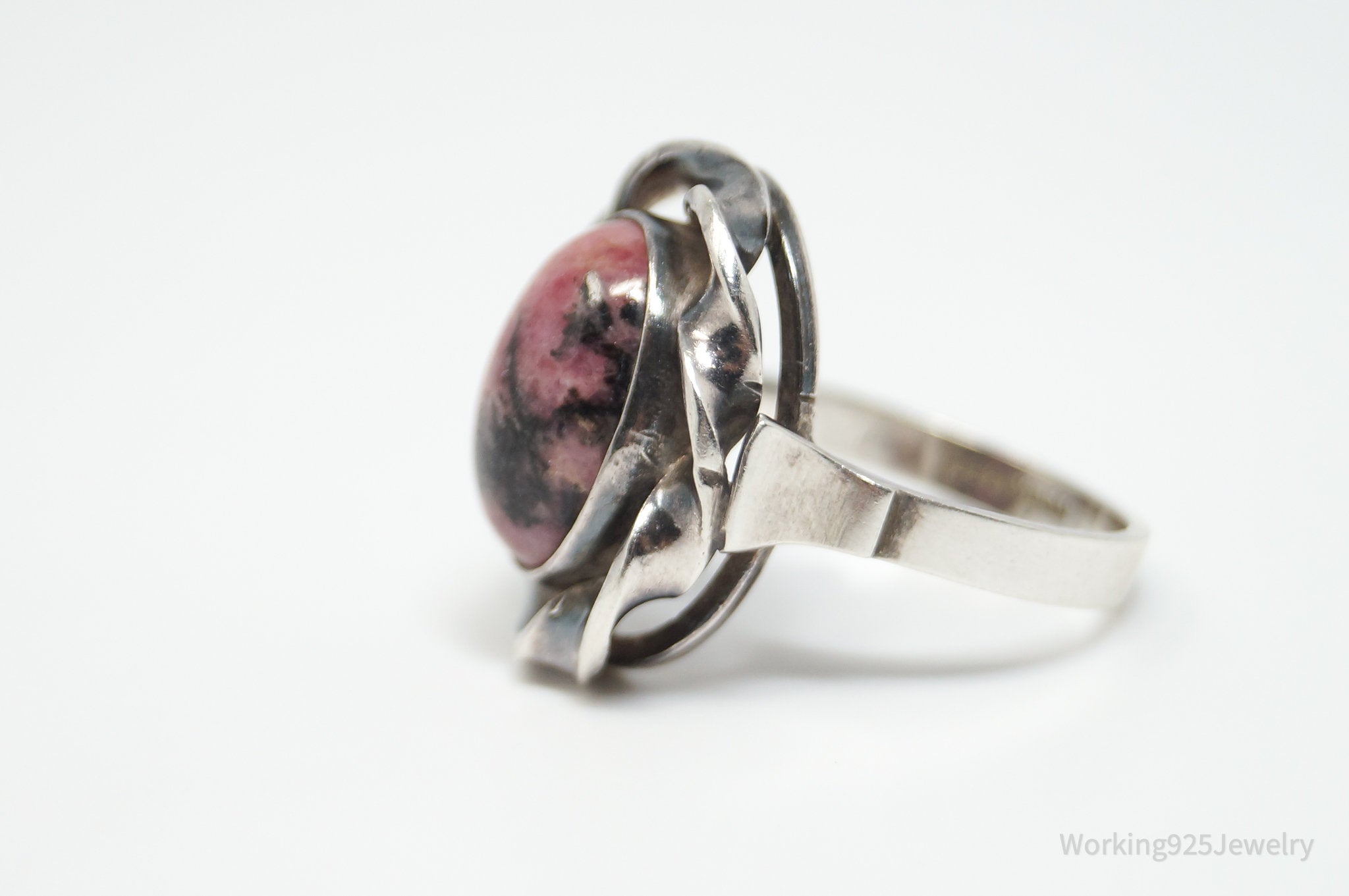 RARE ATG HANDARBEN Rhodonite 830S Silver Ring - Sz 8