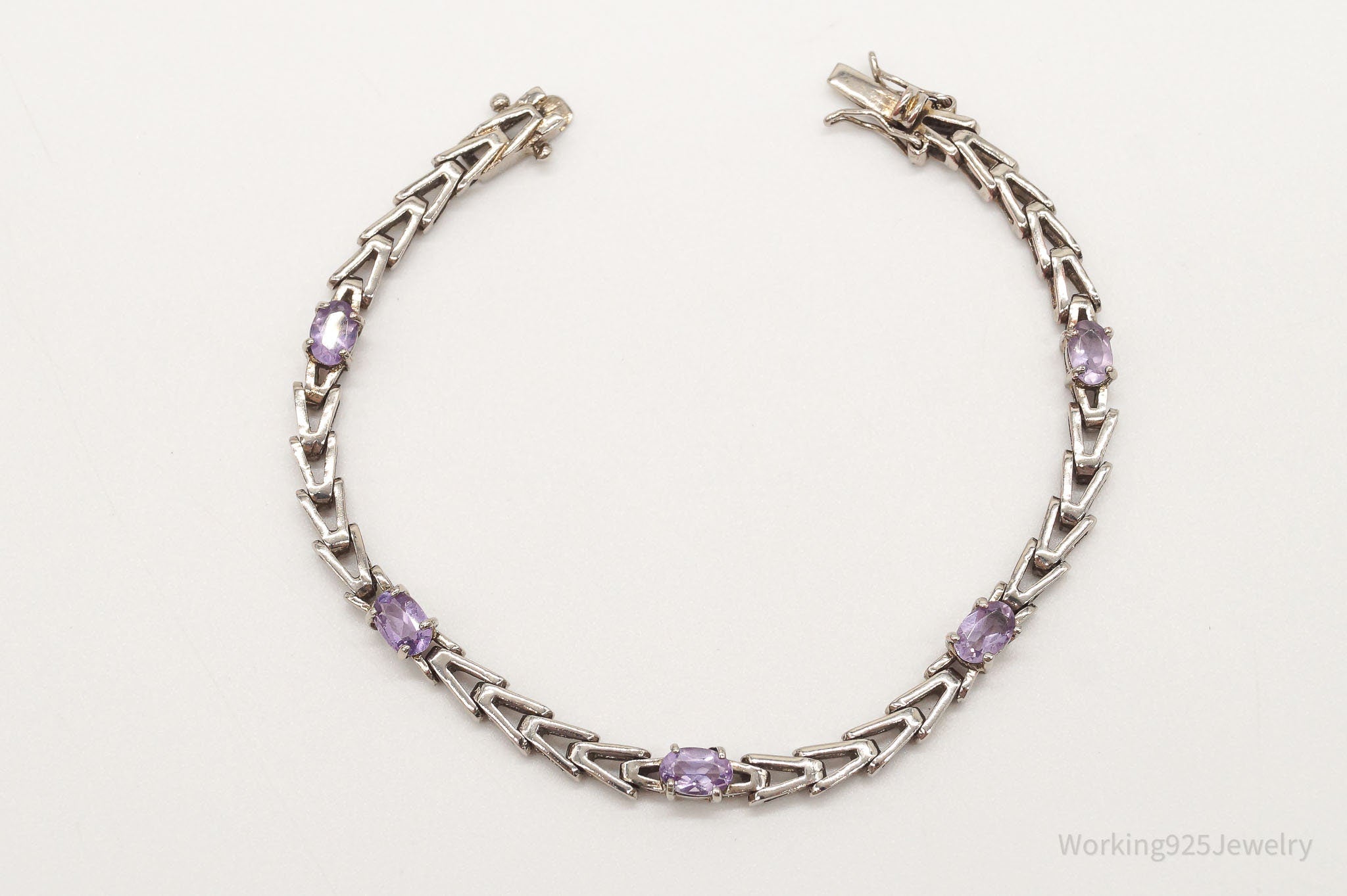 Vintage Designer FAS Amethyst Sterling Silver Plated Bracelet