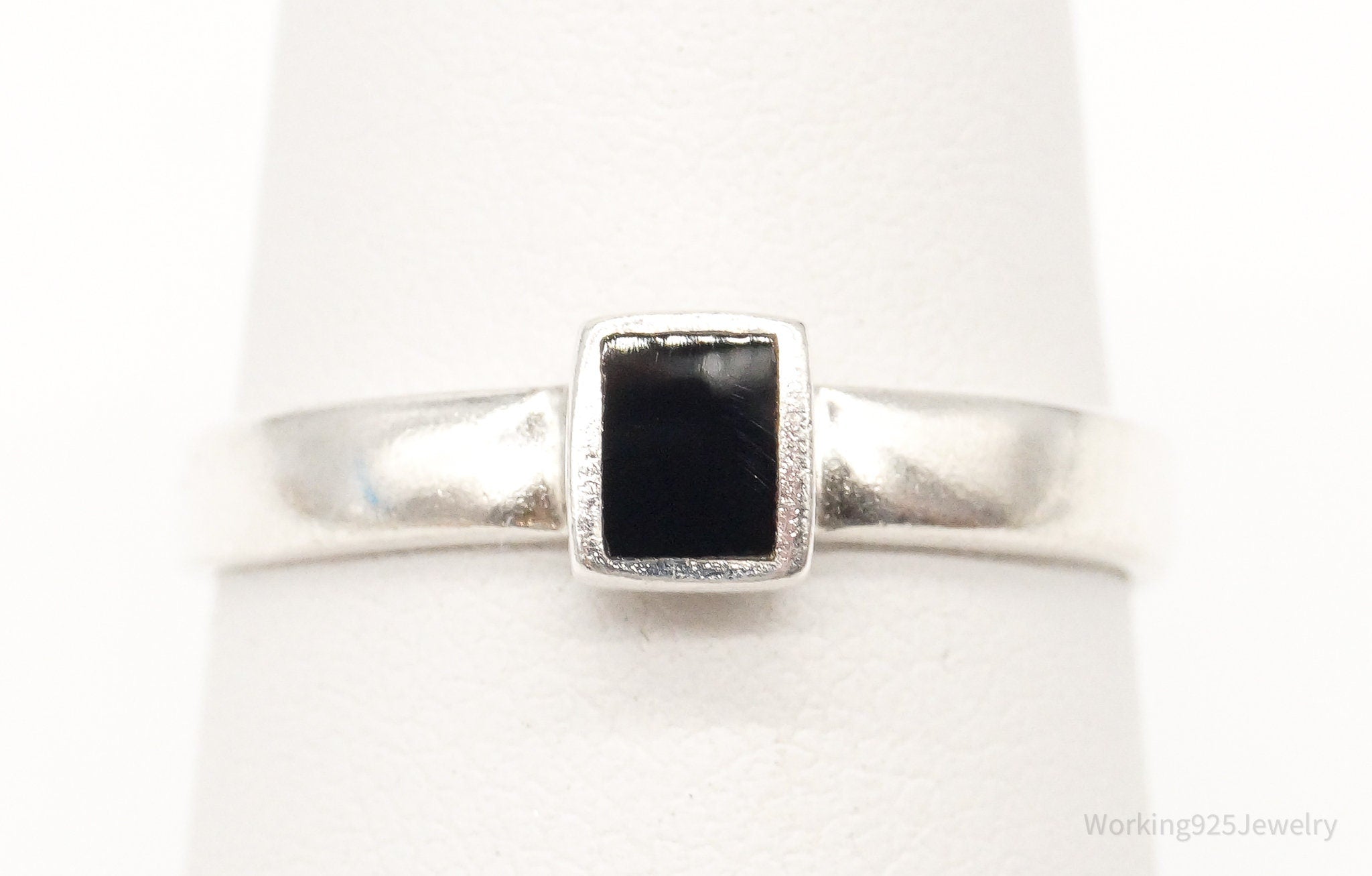 Vintage Black Onyx Sterling Silver Ring - Size 7