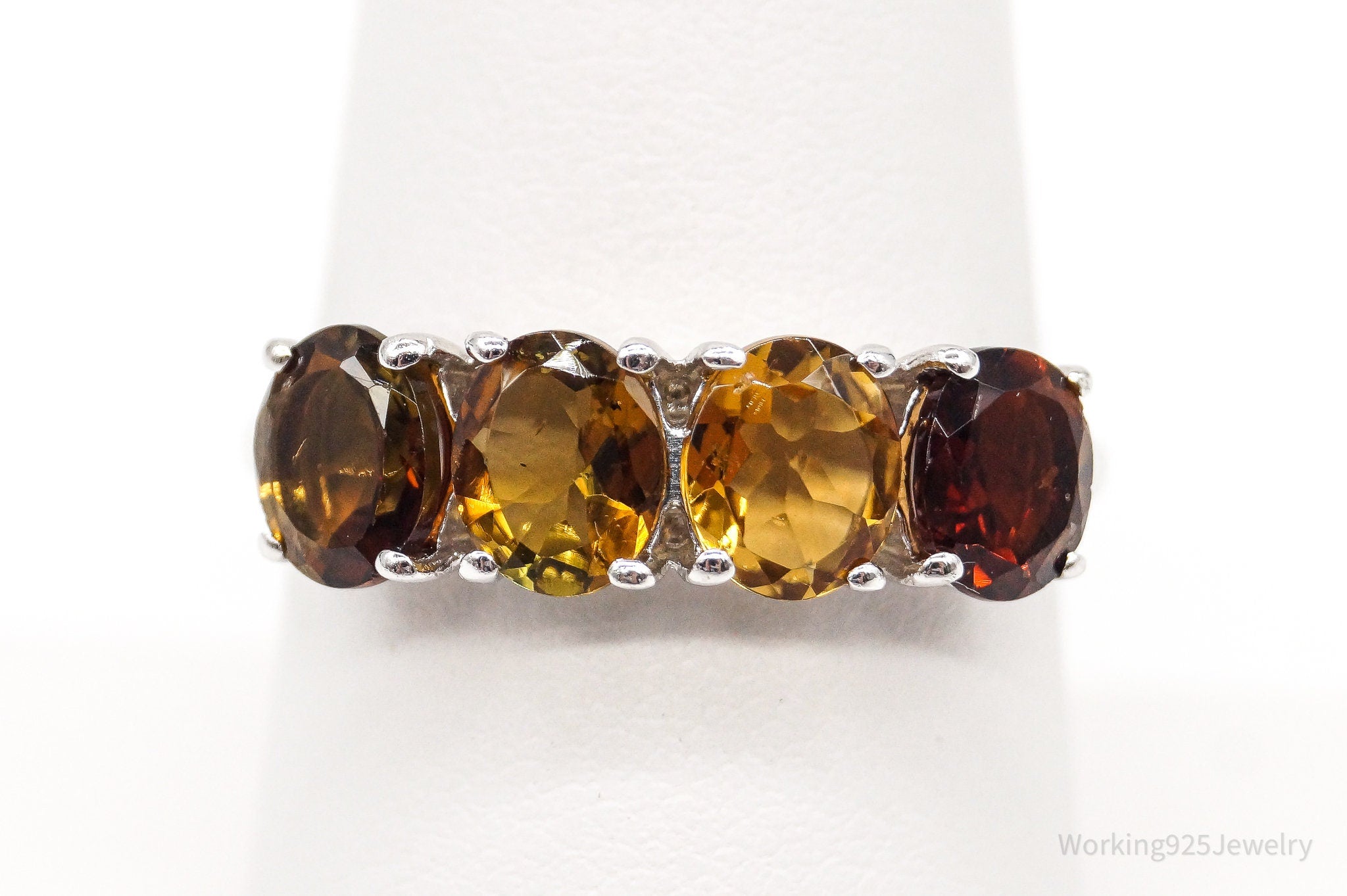 Vintage Designer TGGC Citrine Sterling Silver Ring - Size 8