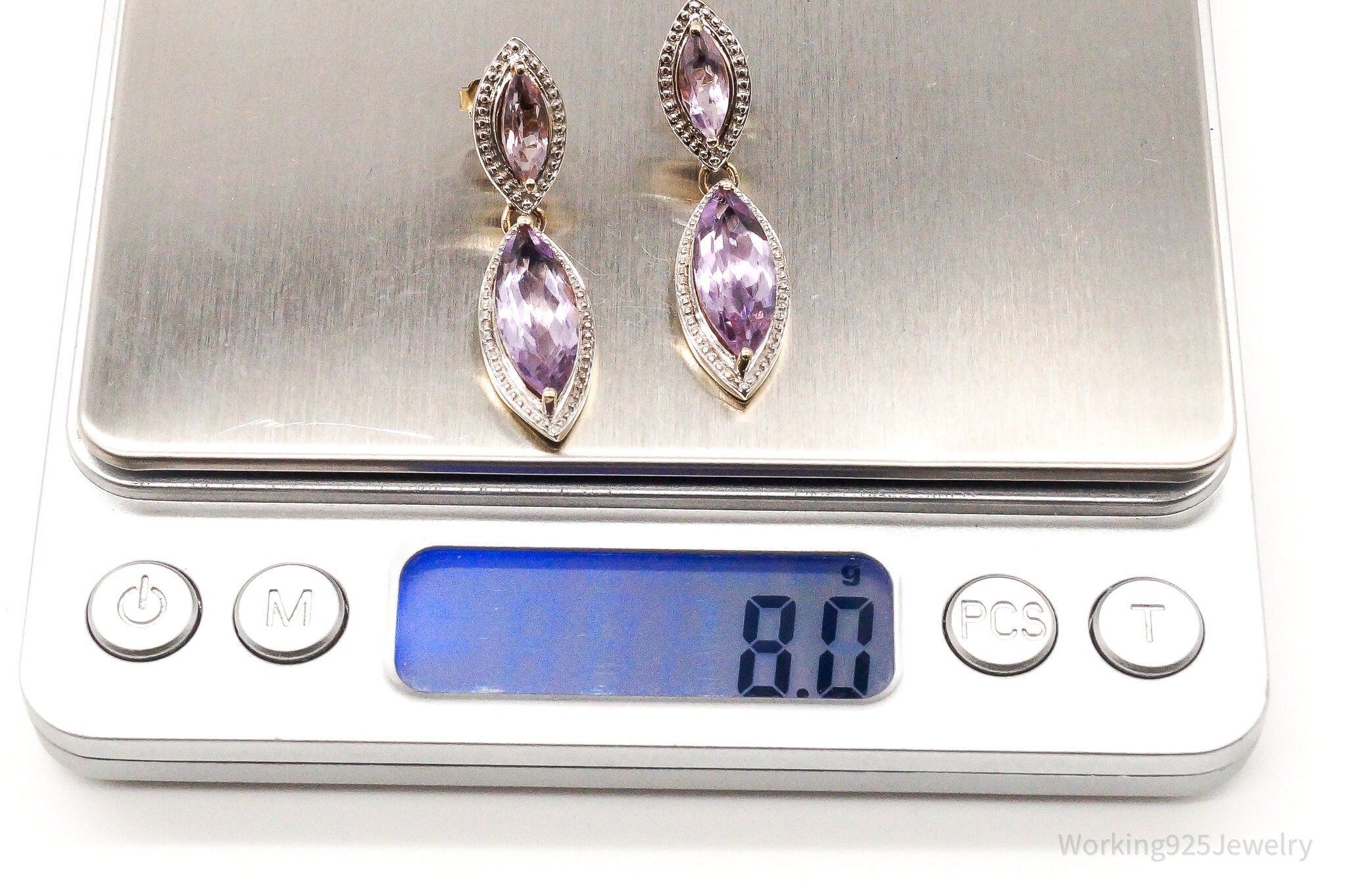 Vintage Amethyst Gold Vermeil Sterling Silver Earrings