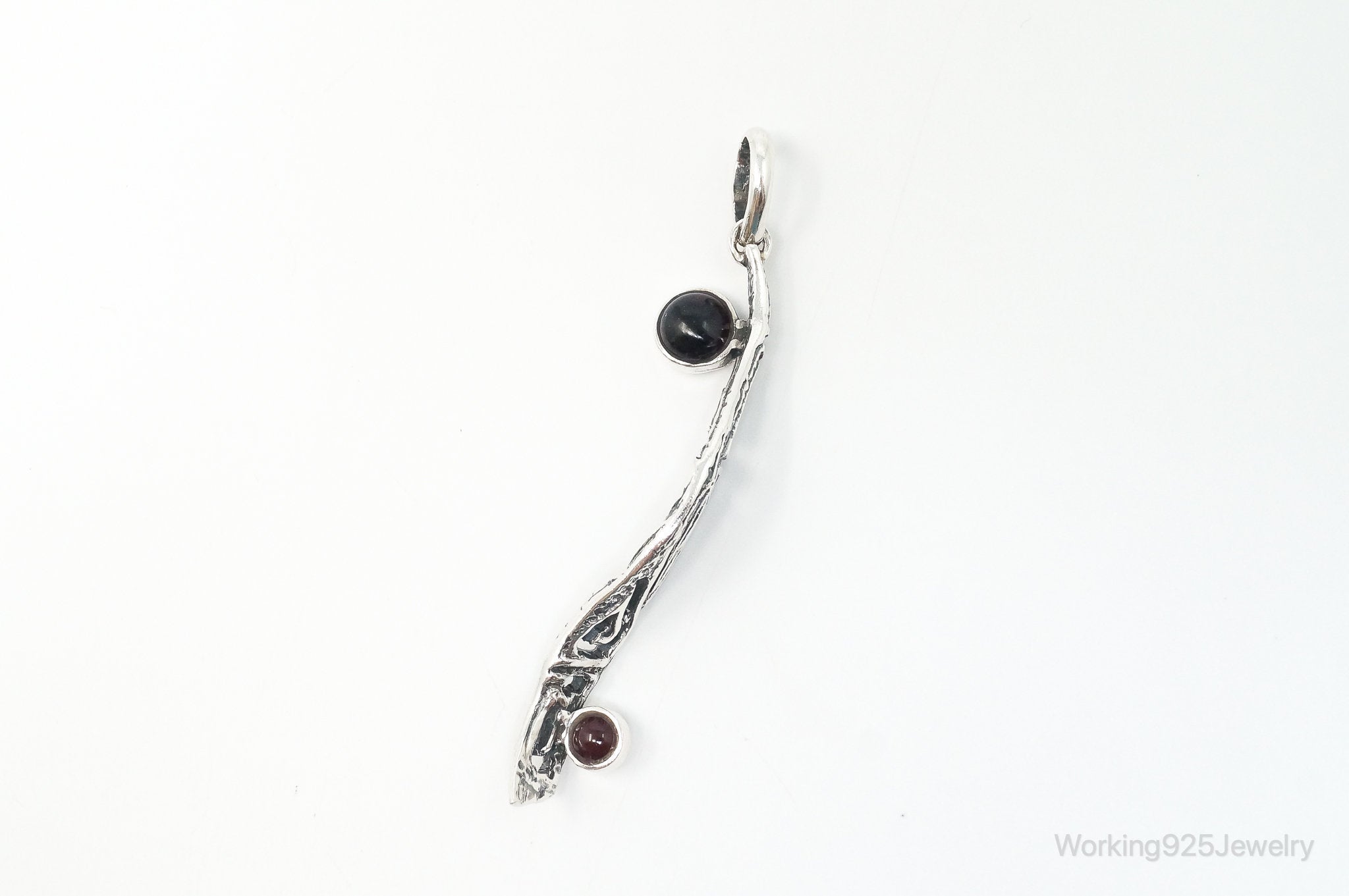 Unique Designer KARA Black Onyx Ruby Sterling Silver Necklace Pendant