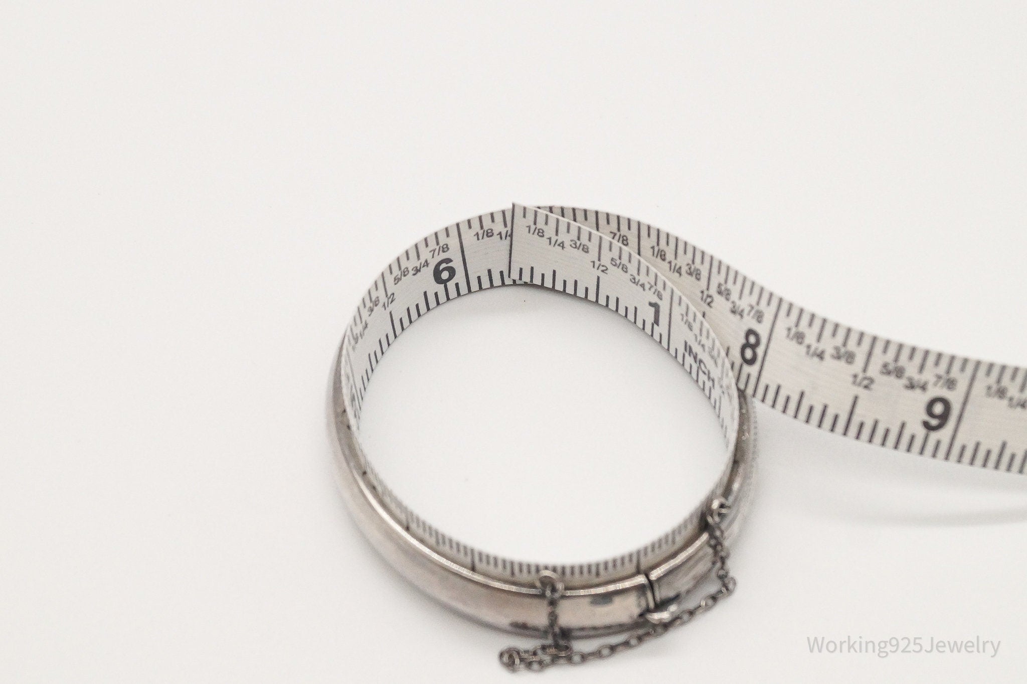 Antique Floral Etched Sterling Silver Bracelet