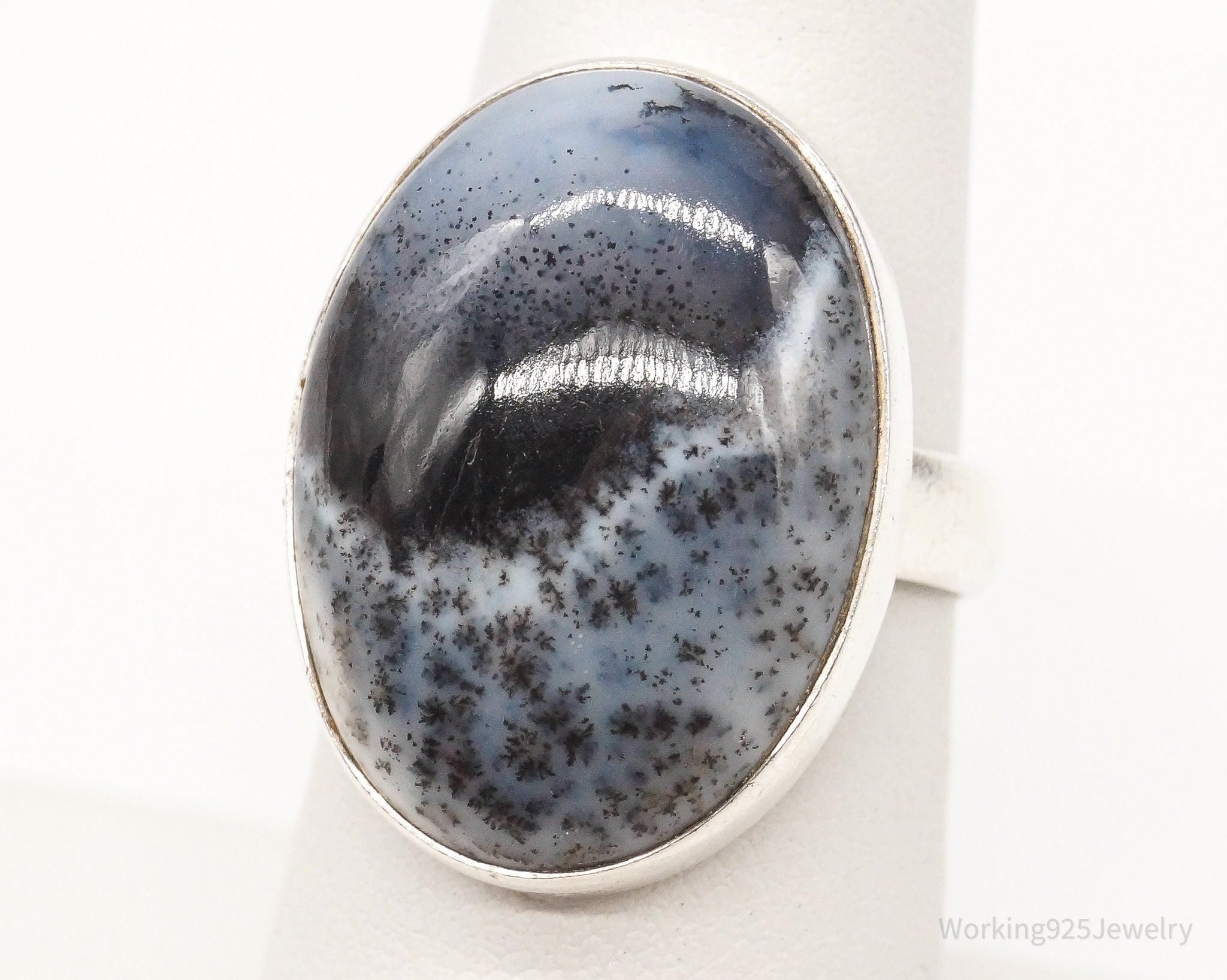 Vintage Designer TGGC Dendritic Agate Sterling Silver Ring - Size 6.75