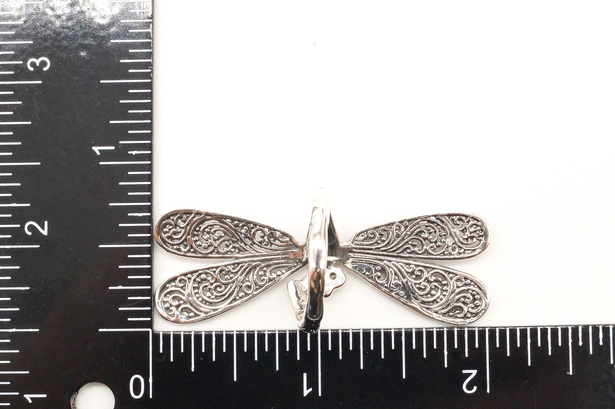 Vintage Cubic Zirconia Large Dragonfly Sterling Silver Ring - Size 7