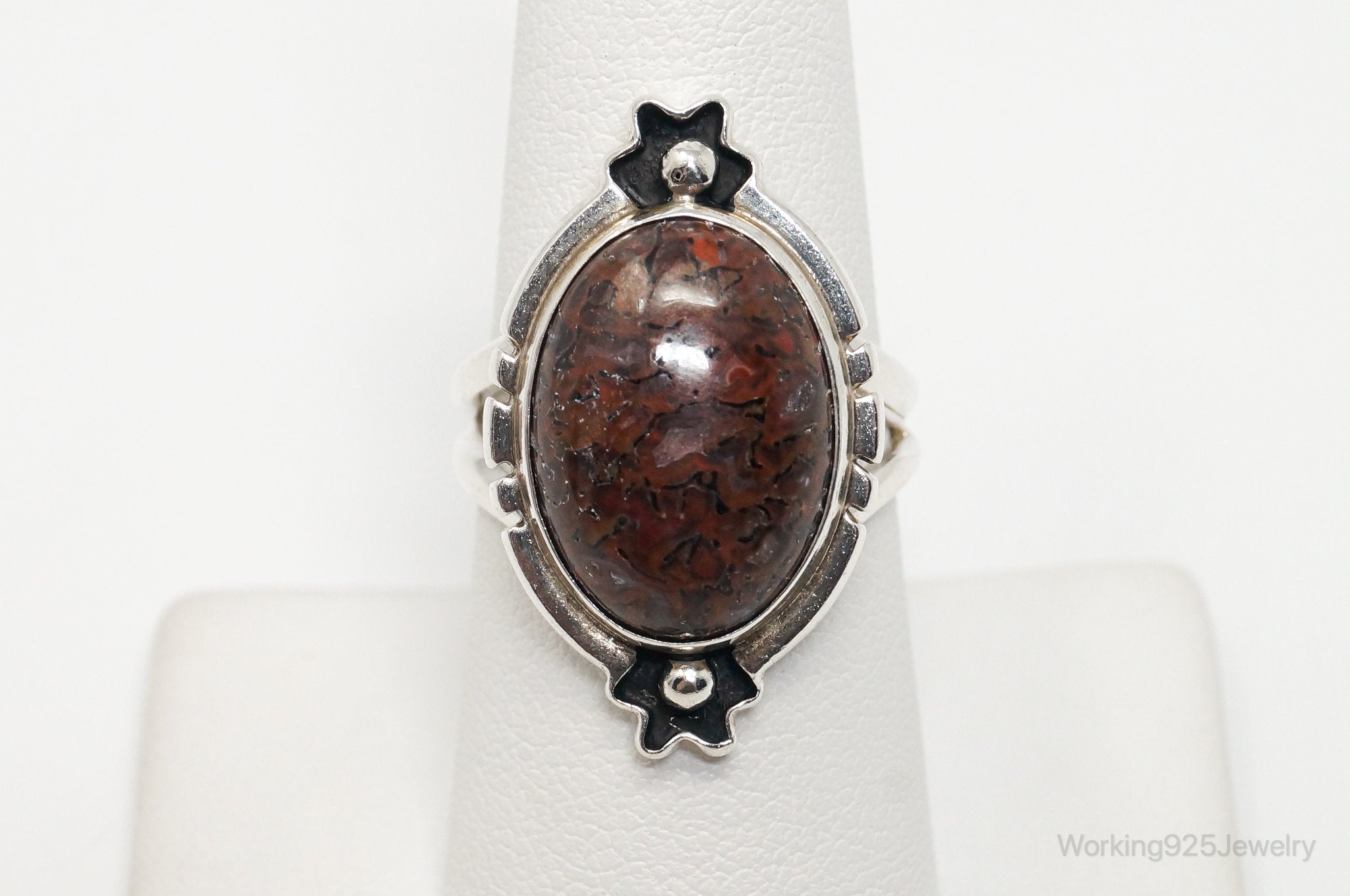 Vintage Designer Desert Rose Trading DTR Red Jasper Sterling Silver Ring - 8