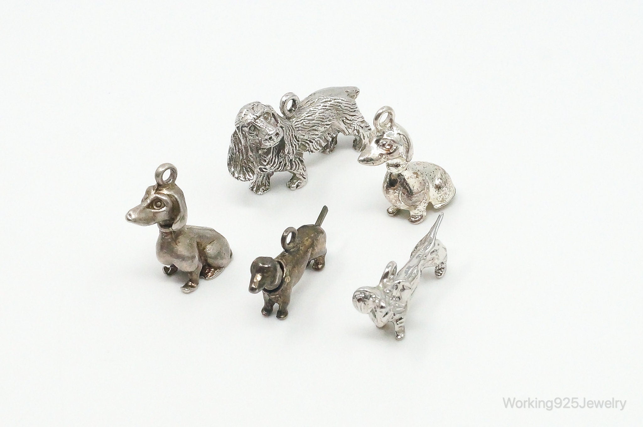 Vintage Antique Dachshund Sterling Silver Charms Lot