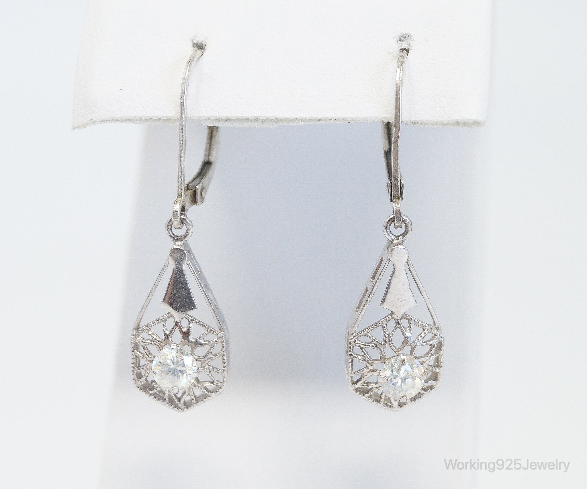 Vintage Cubic Zirconia Sterling Silver Earrings