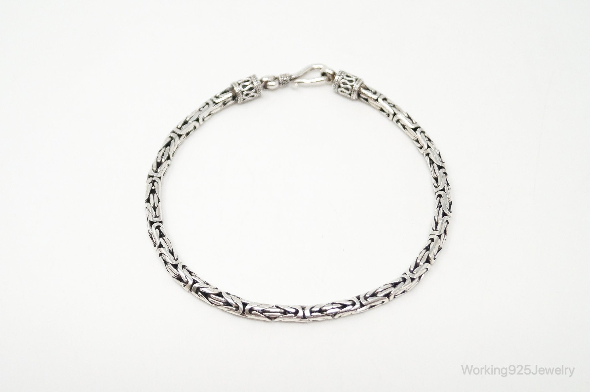 Vintage Byzantine Chain Balinese Sterling Silver Bracelet