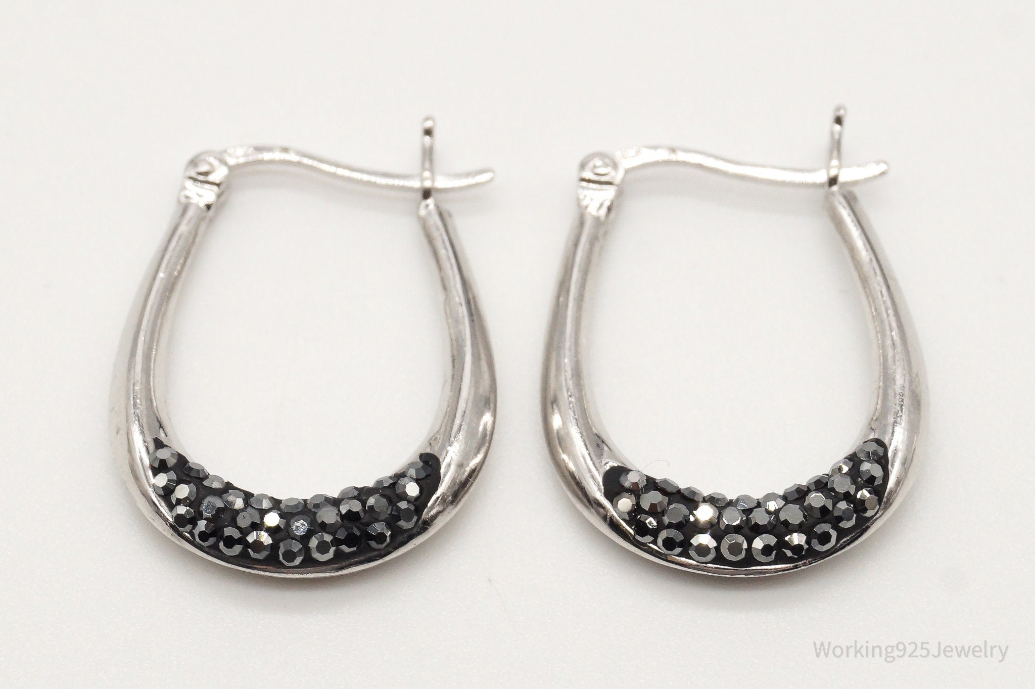 Vintage Hematite Sterling Silver Earrings