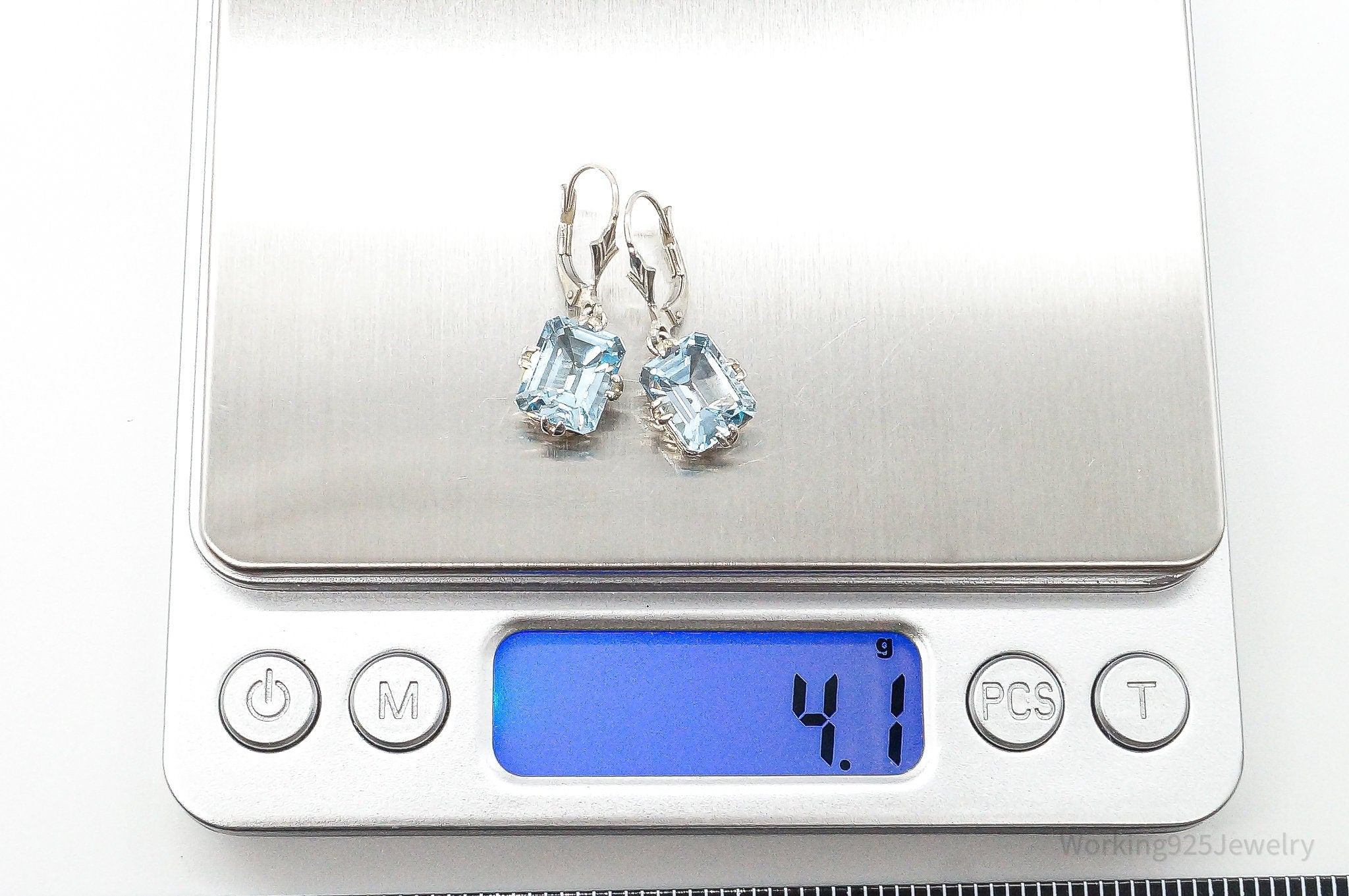 Designer CNA Blue Topaz Sterling Silver Earrings