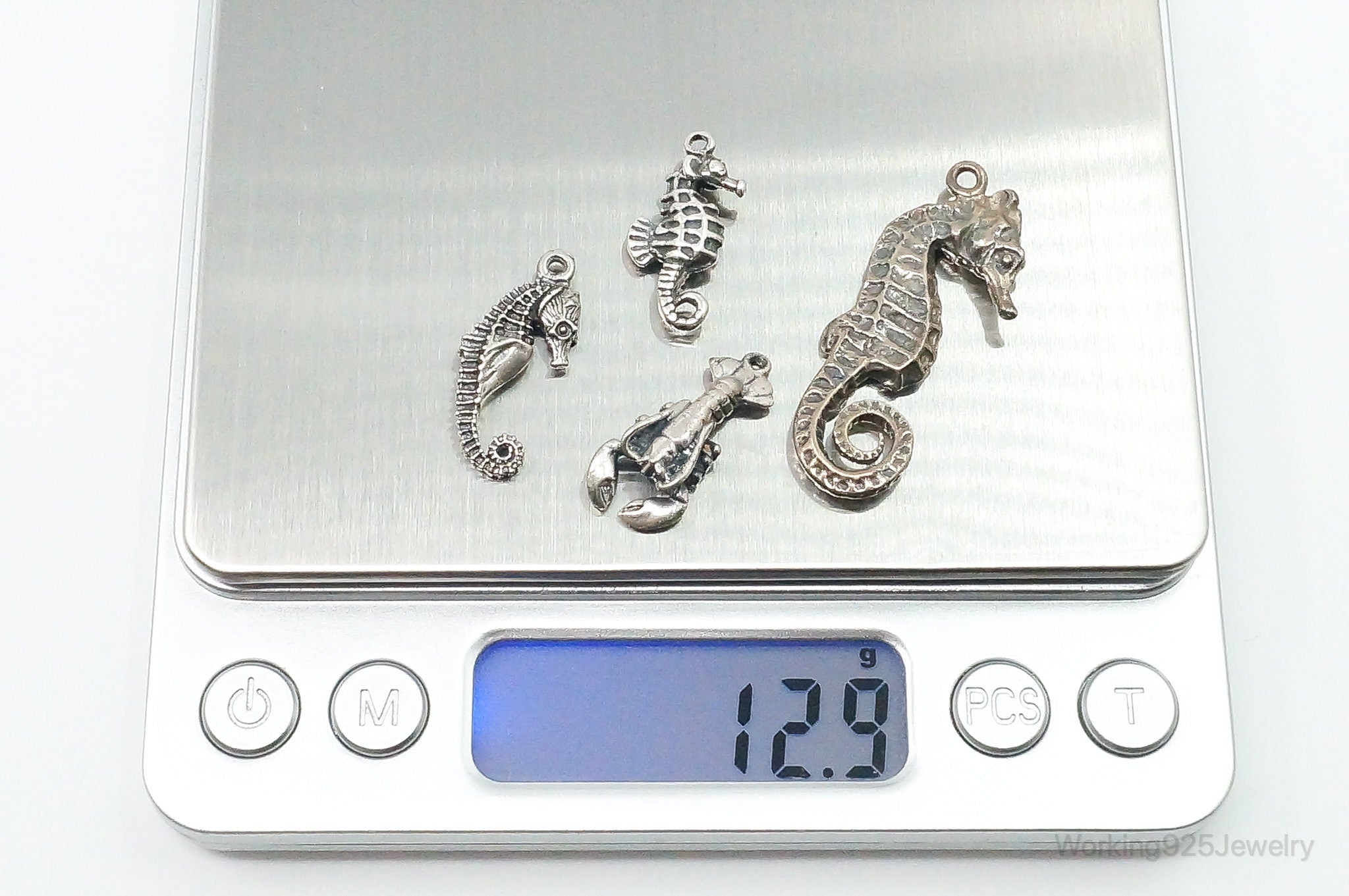 Vintage Antique Seahorses Lobster Ocean Sea Life Sterling Silver Charms Lot