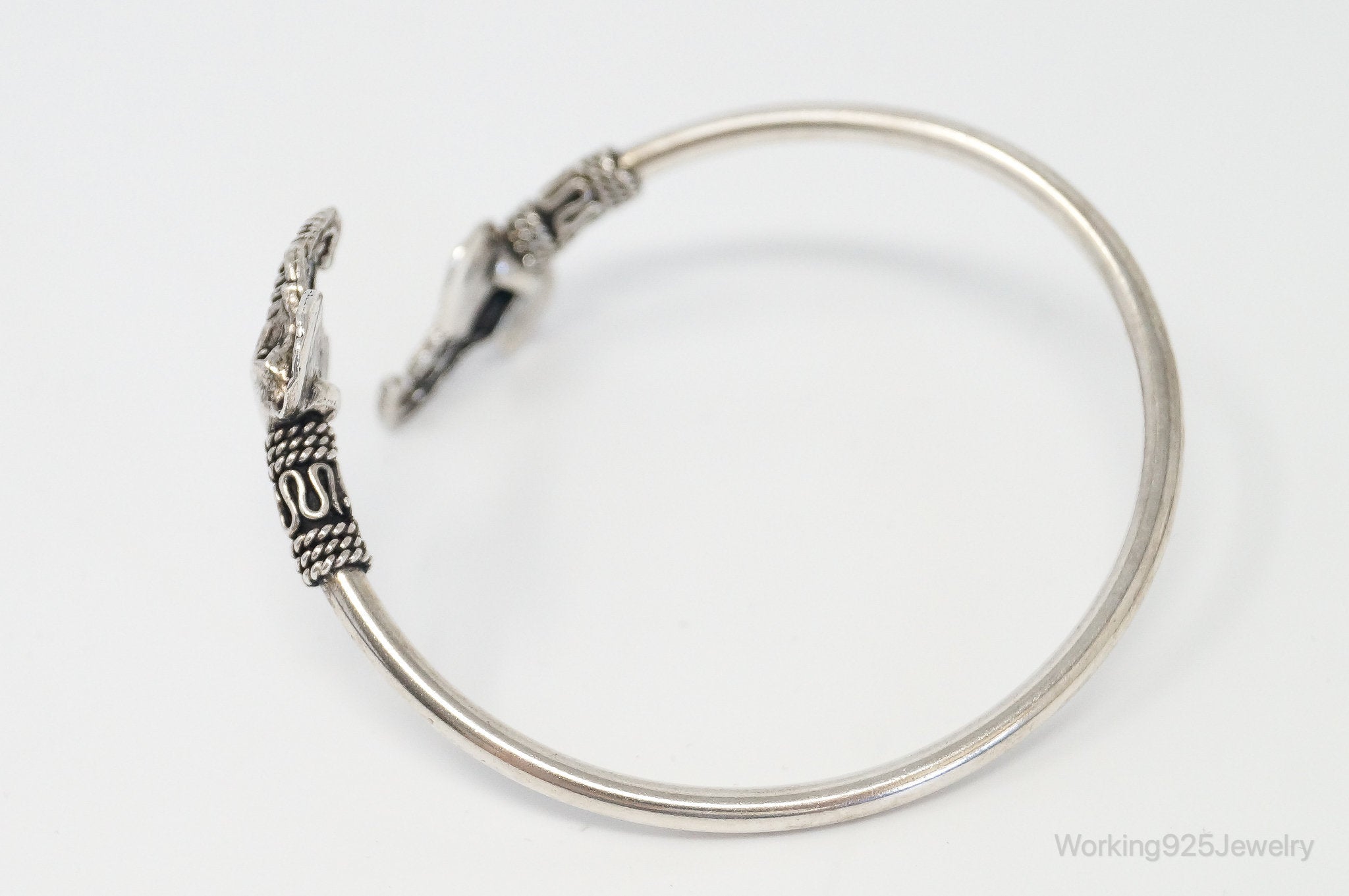 Vintage Elephant Heads Sterling Silver Wrap Bracelet