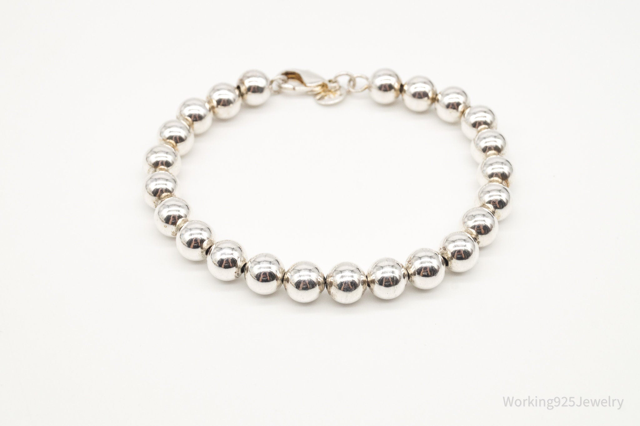 Vintage Ball Beaded Sterling Silver Bracelet