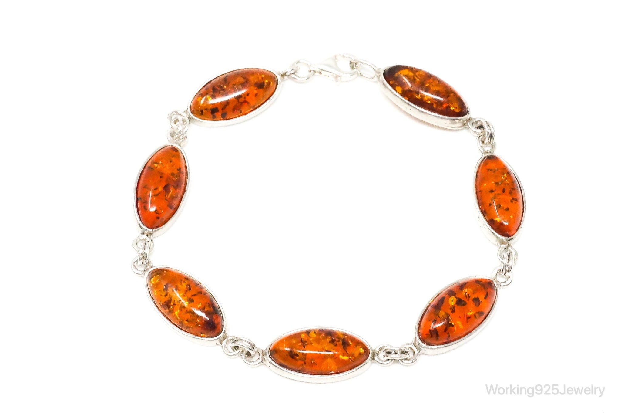 Vintage Baltic Amber Sterling Silver Bracelet