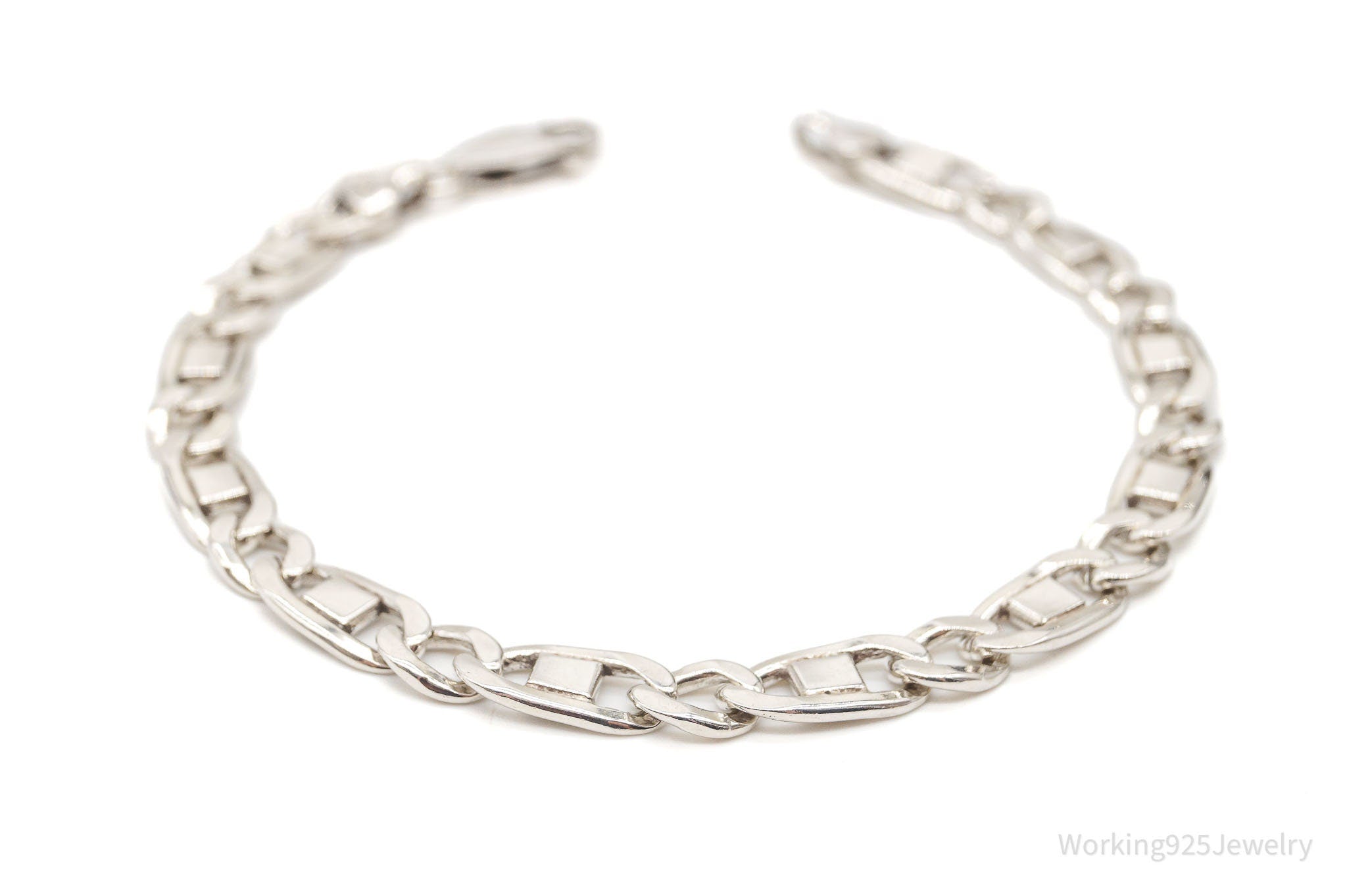 Vintage Italian Figaro Chain Link Sterling Silver Bracelet