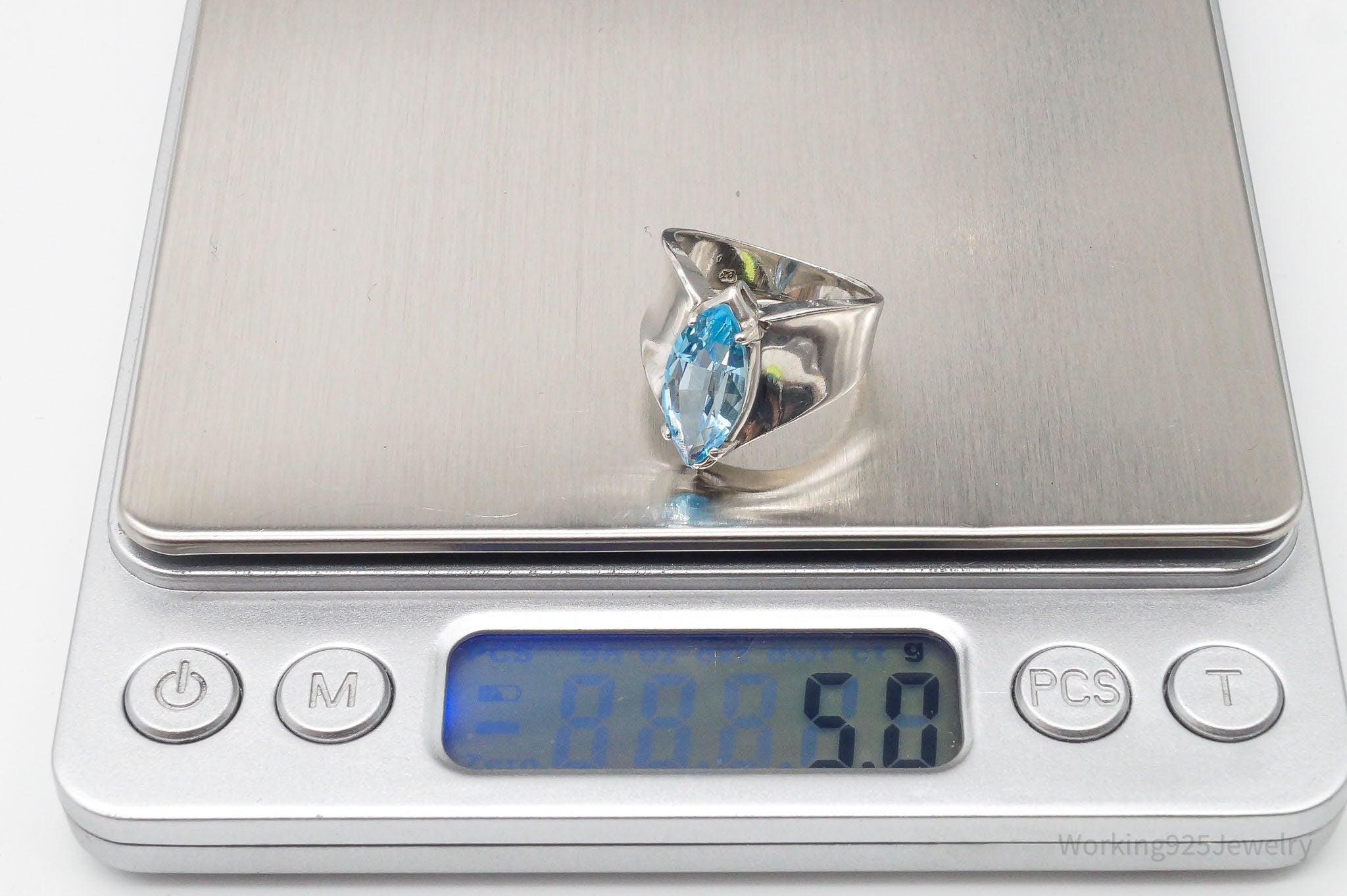 Vintage Blue Topaz Sterling Silver Ring - Size 7