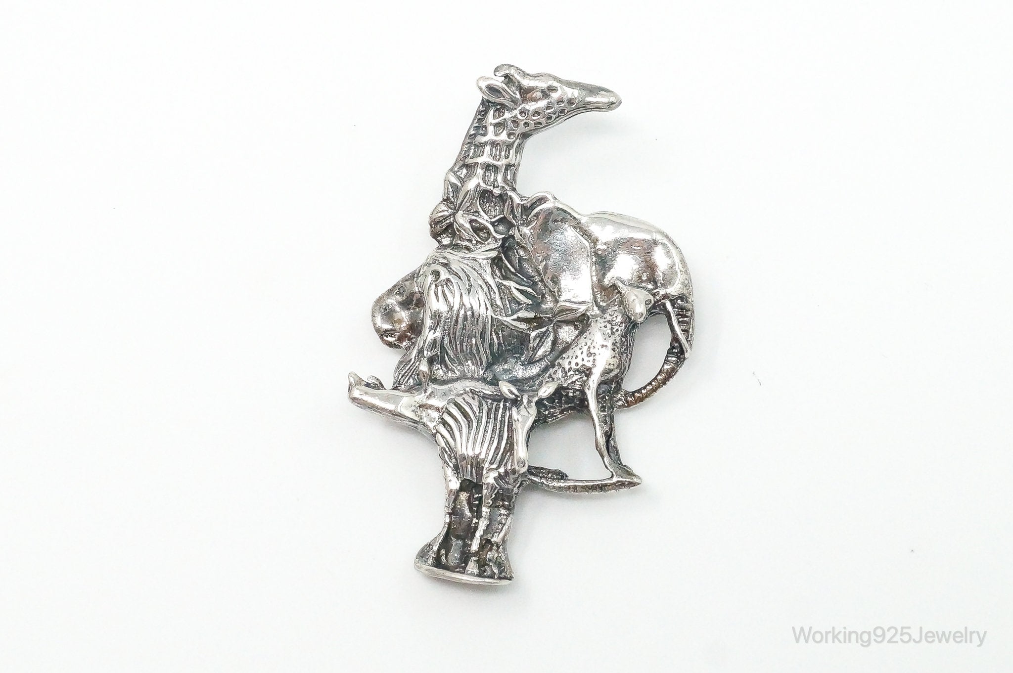 Large Vintage Mexico Animal Kingdom Sterling Silver Brooch Pin