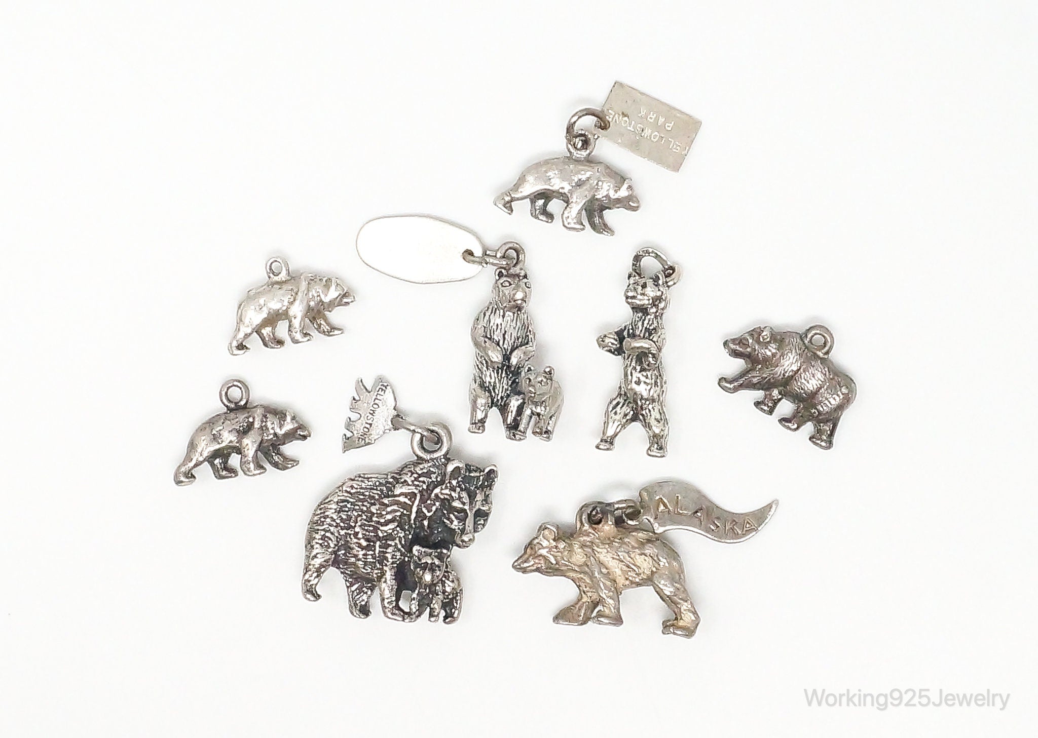 Vintage Antique Bears Cubs Sterling Silver Charms Lot