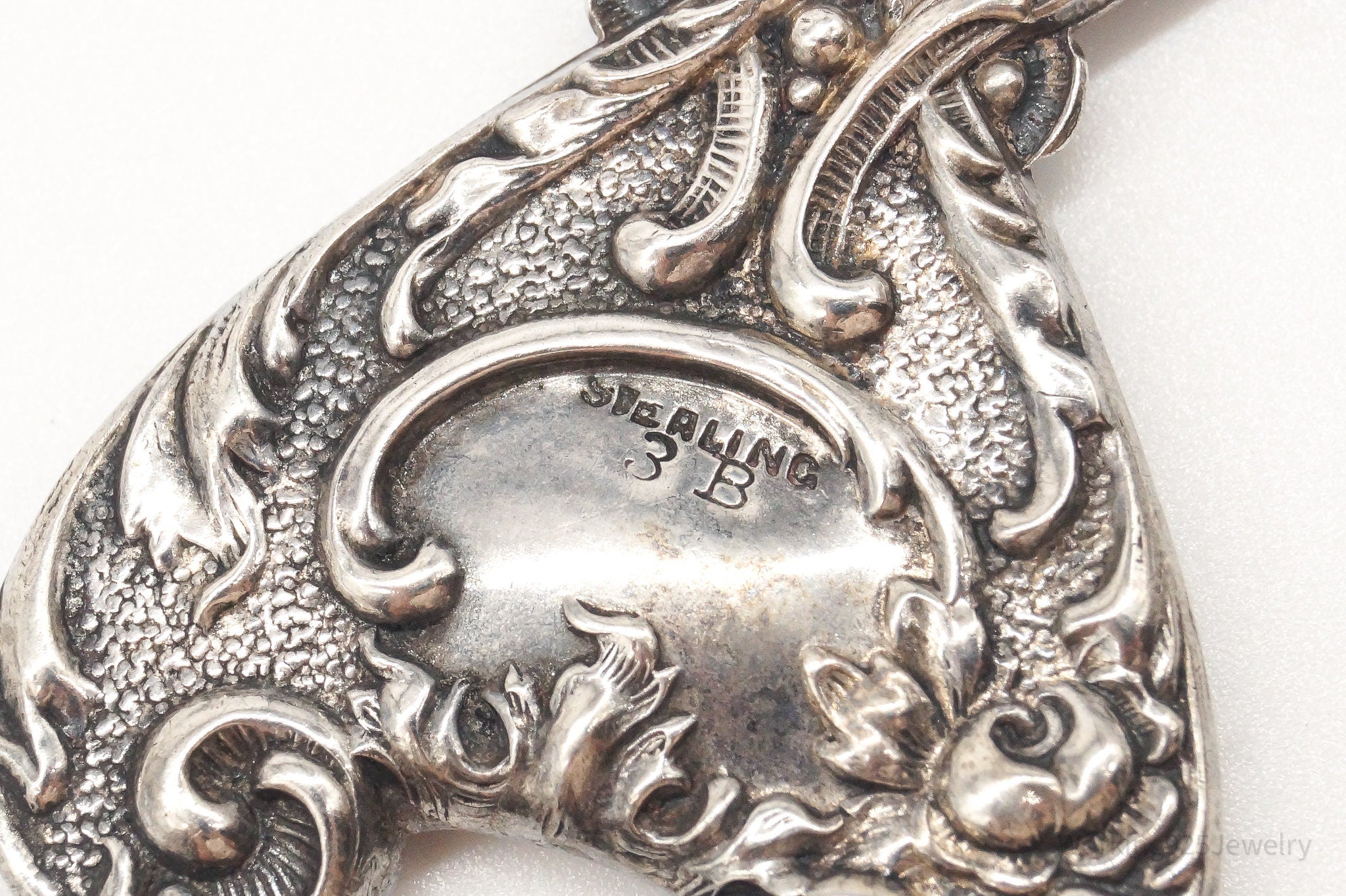 Antique Signed 3 B Floral Repousse Sterling Silver Collectable