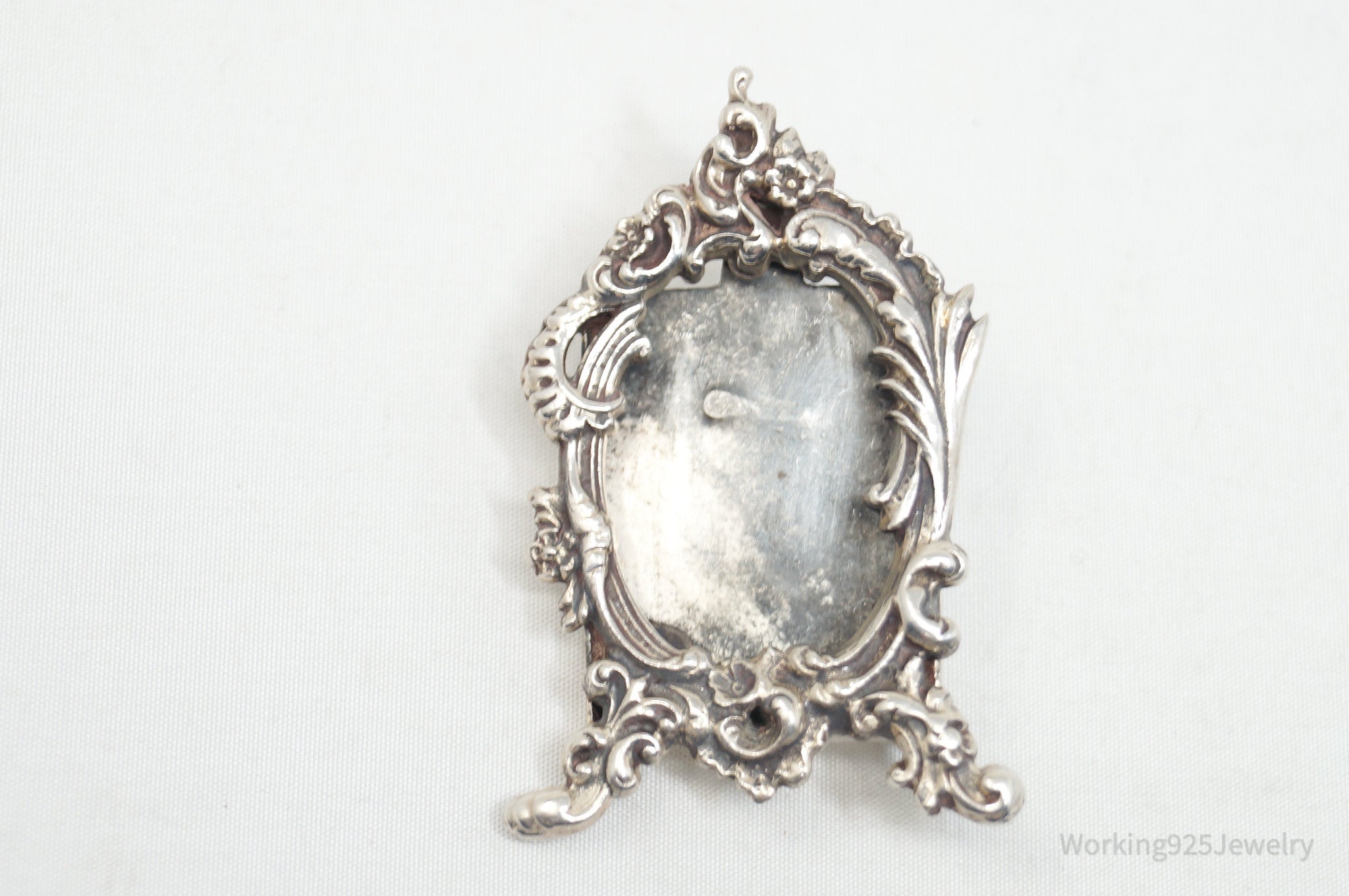 Antique Photo Picture Frame Sterling Silver Brooch Pin