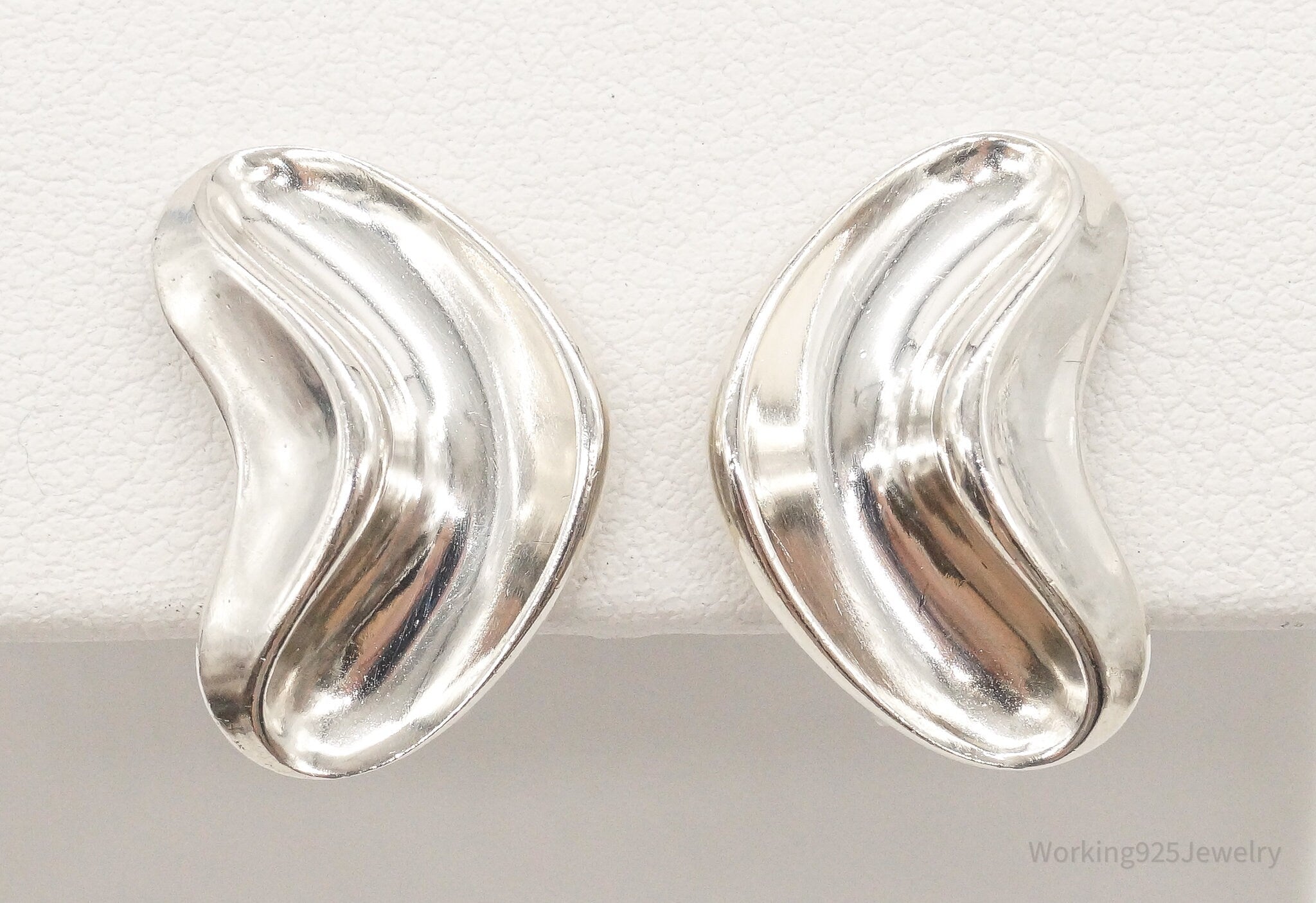 RARE Vintage Denmark Modernist Anton Michelsen Sterling Silver Clip On Earrings