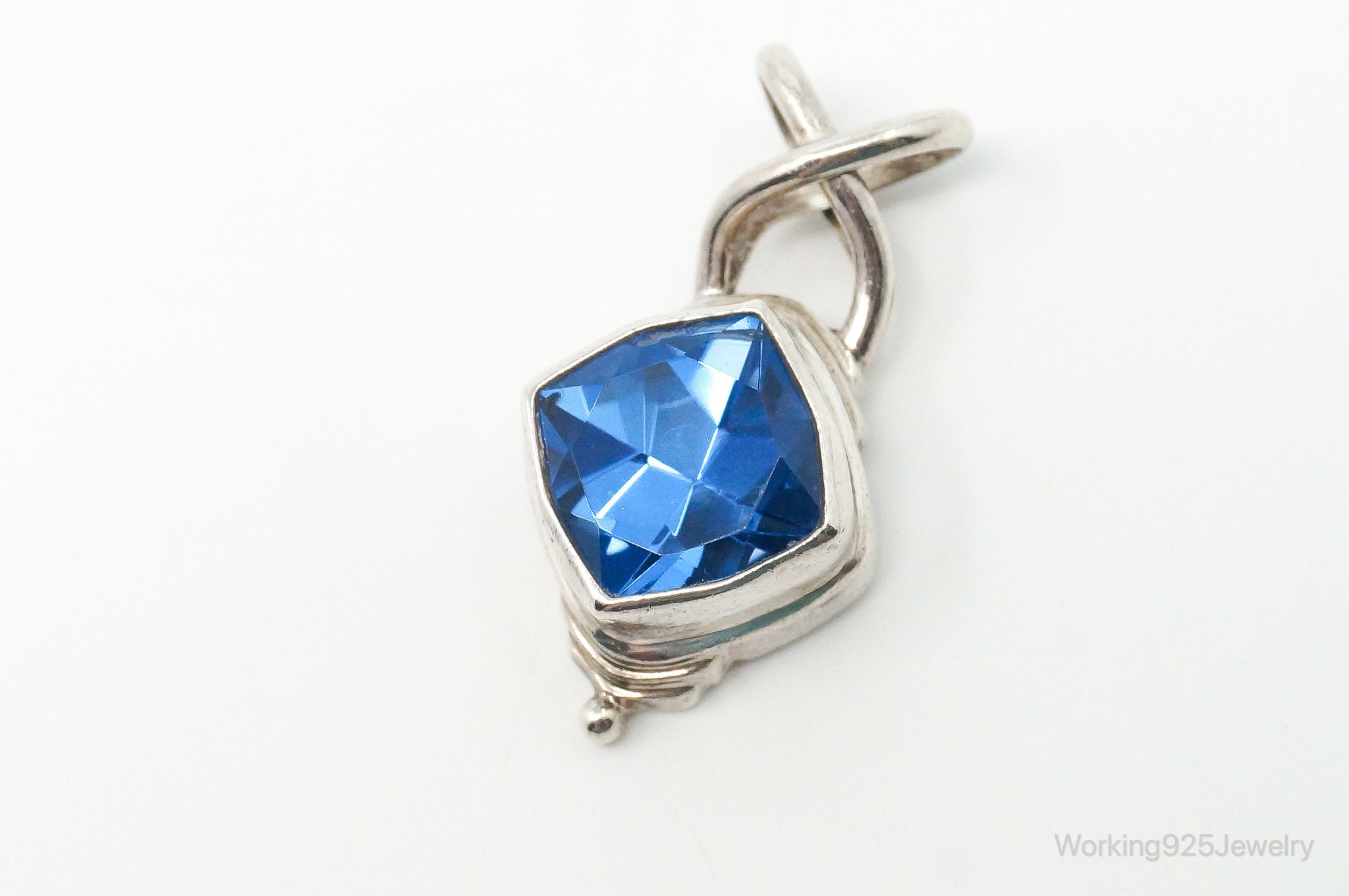 Vintage Bali Designer SARDA Blue Topaz Sterling Silver Pendant