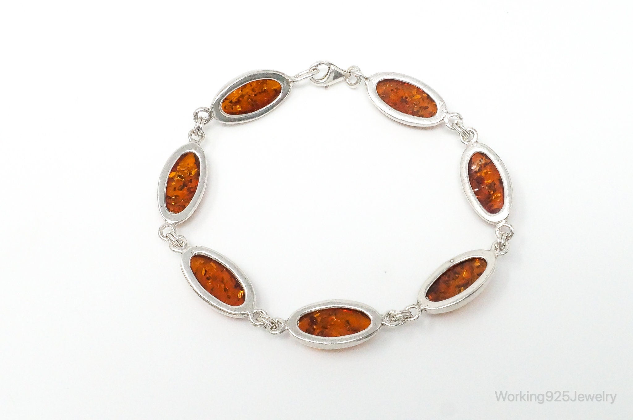 Vintage Baltic Amber Sterling Silver Bracelet