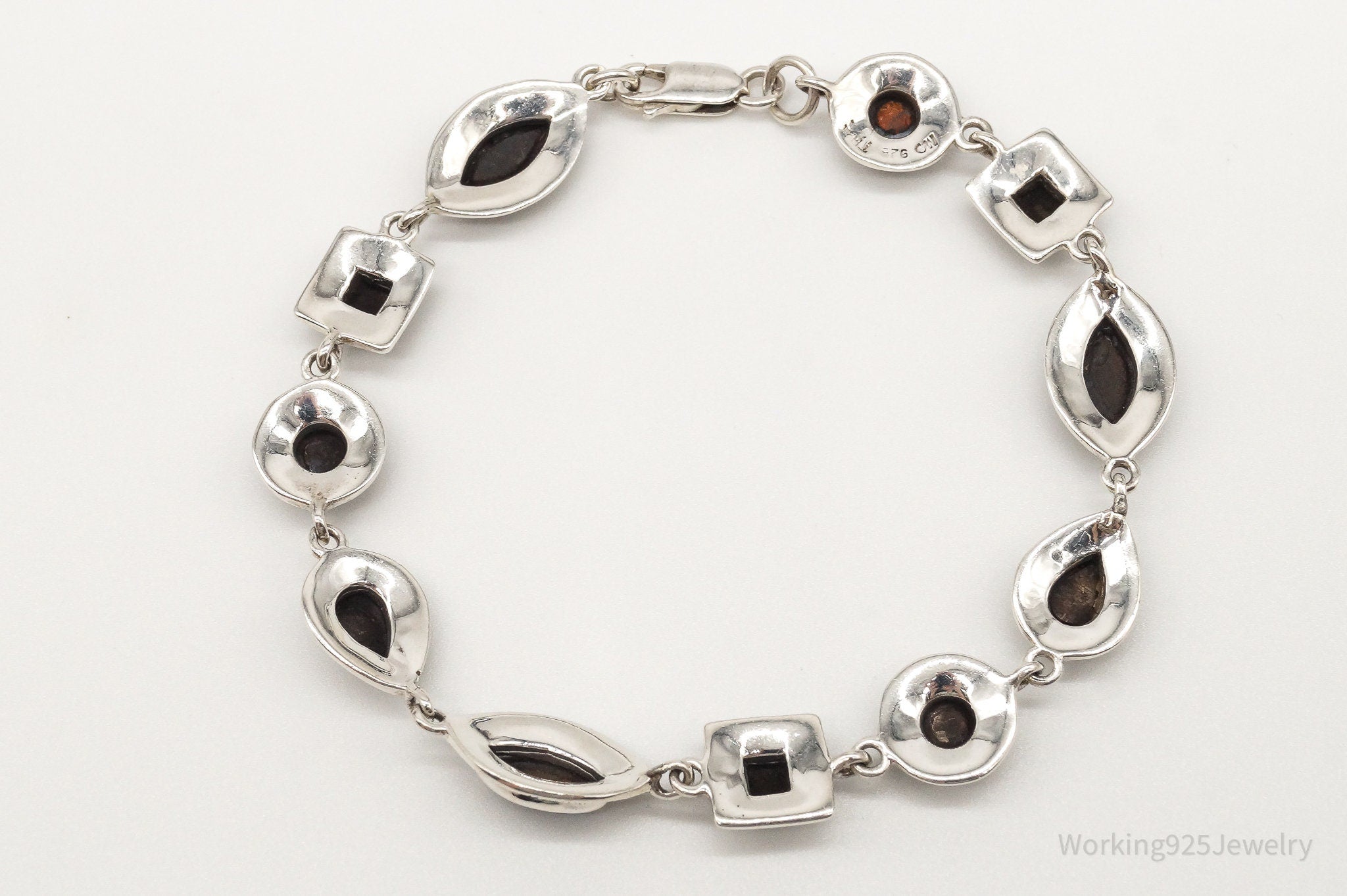 Vintage Art Deco Multiple Gemstone Sterling Silver Bracelet