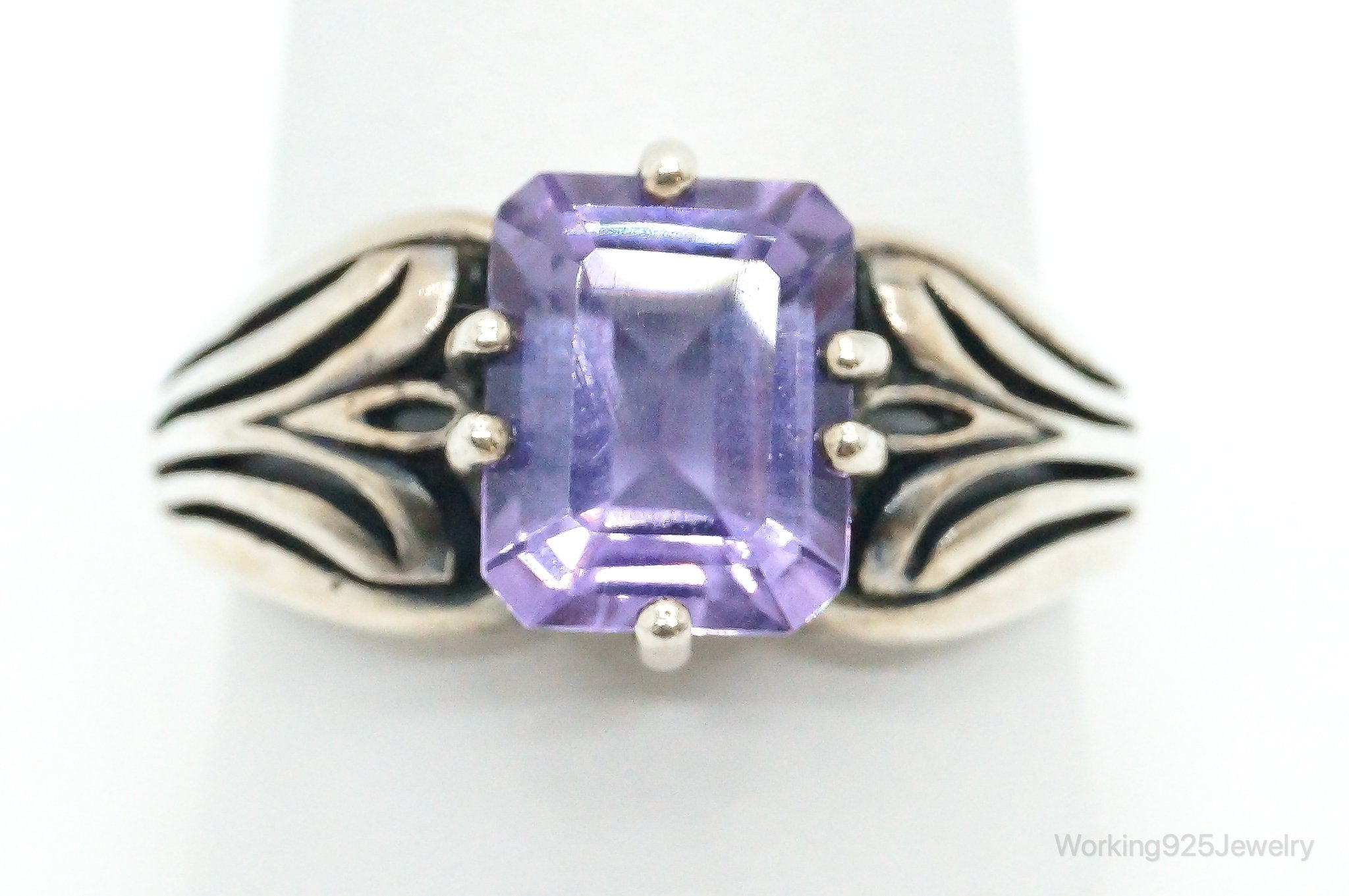 Designer CNA Amethyst Sterling Silver Ring - Size 10