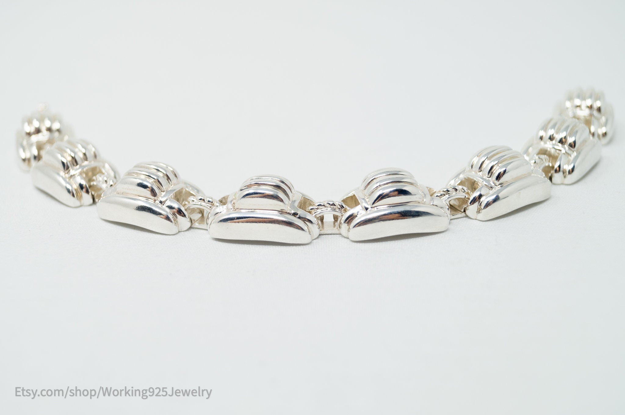 RARE Vintage Designer Judith Ripka Modern Link Sterling Silver Bracelet