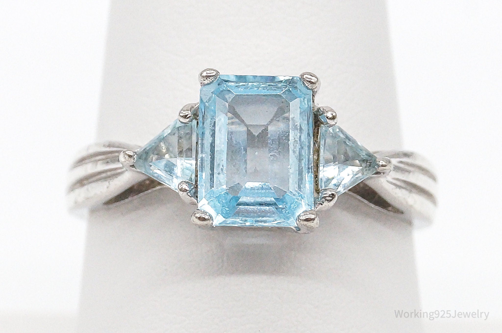 Vintage Blue Topaz Sterling Silver Ring - Size 8