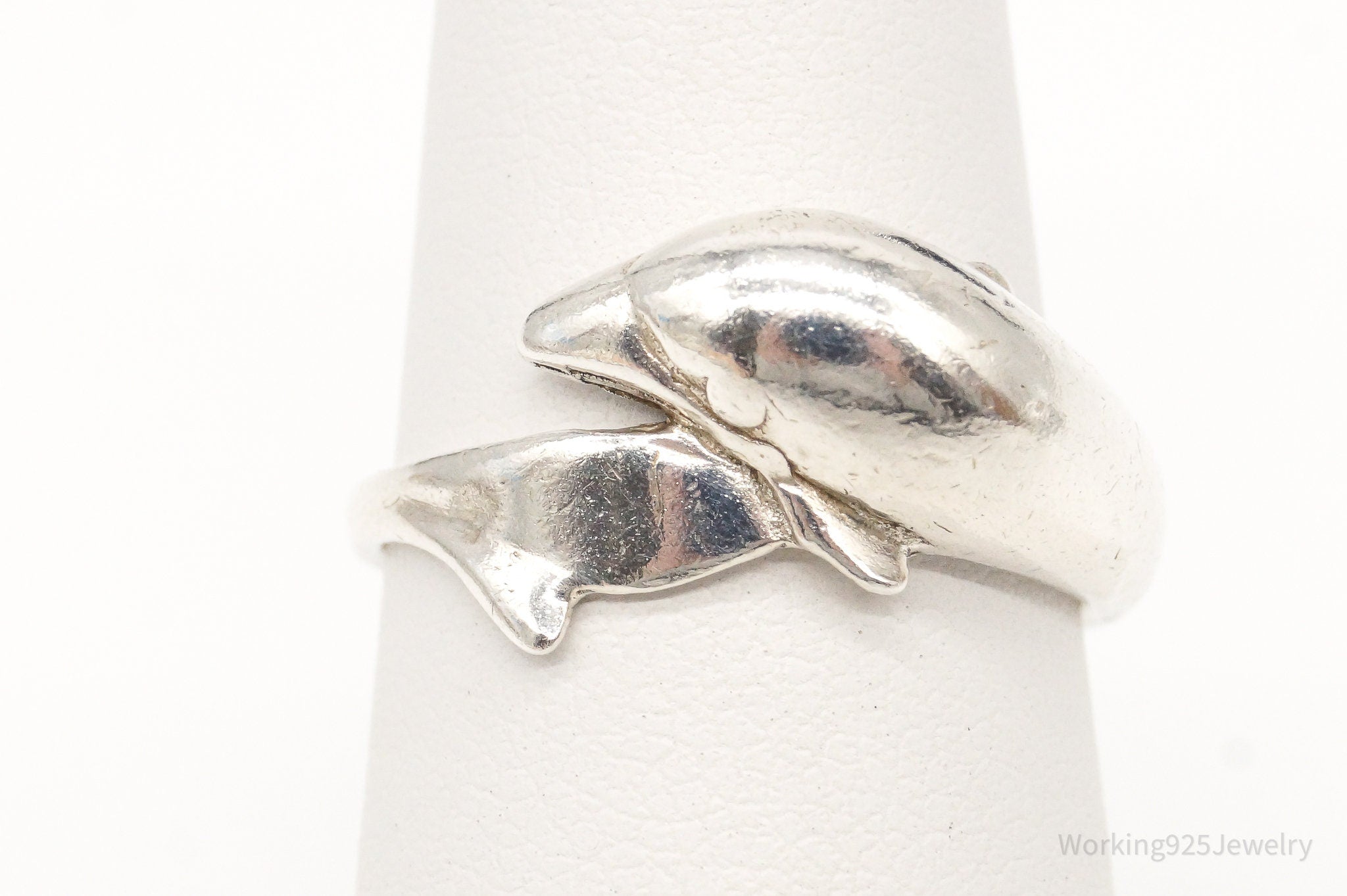 Vintage Dolphin Sterling Silver Wrap Ring - Size 5.75