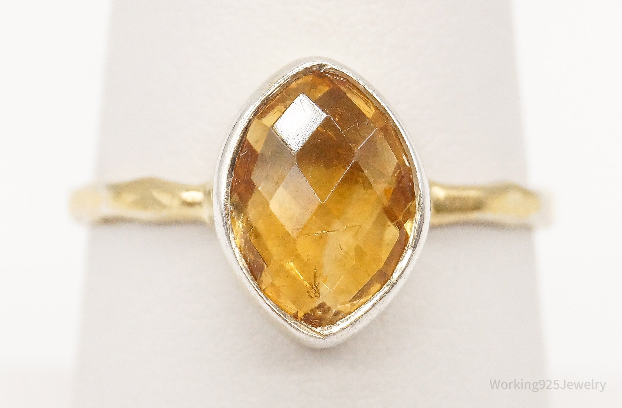 Citrine Gold Vermeil Sterling Silver Ring - Size 7.25