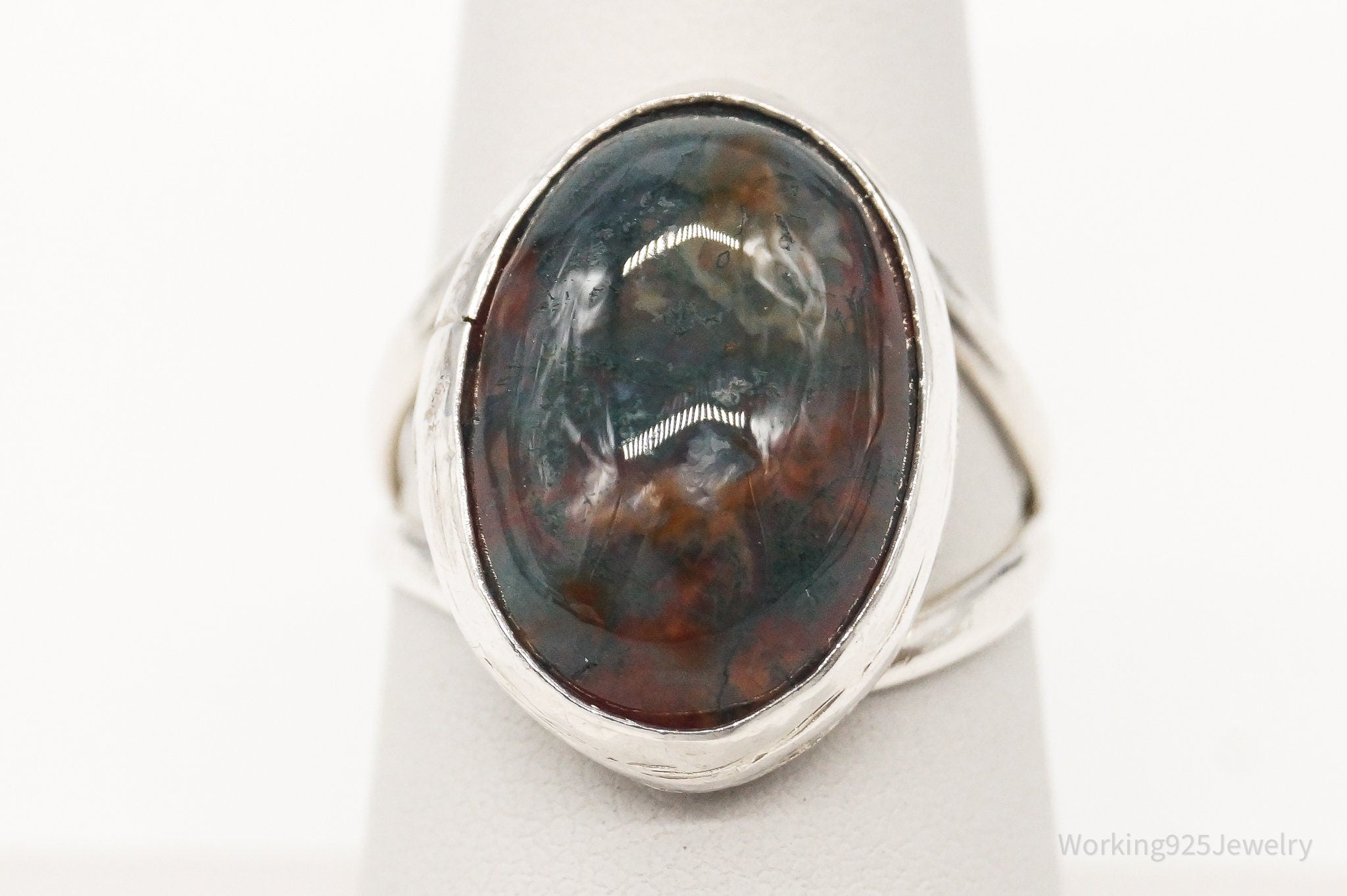 Vintage Agate Silver Ring - Size 7.75