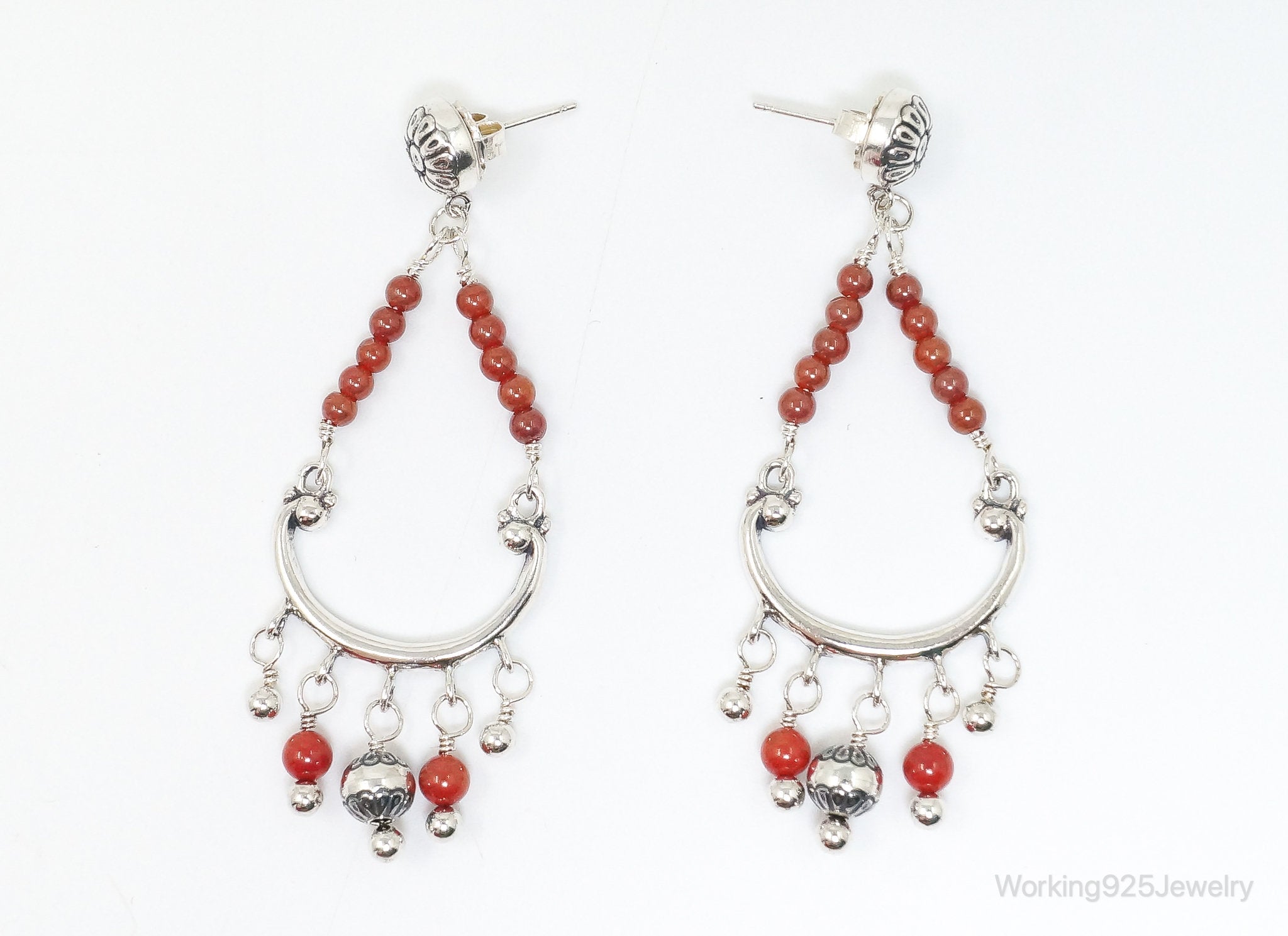 Native Designer Carolyn Pollack Relios Red Jasper Sterling Silver Earrings