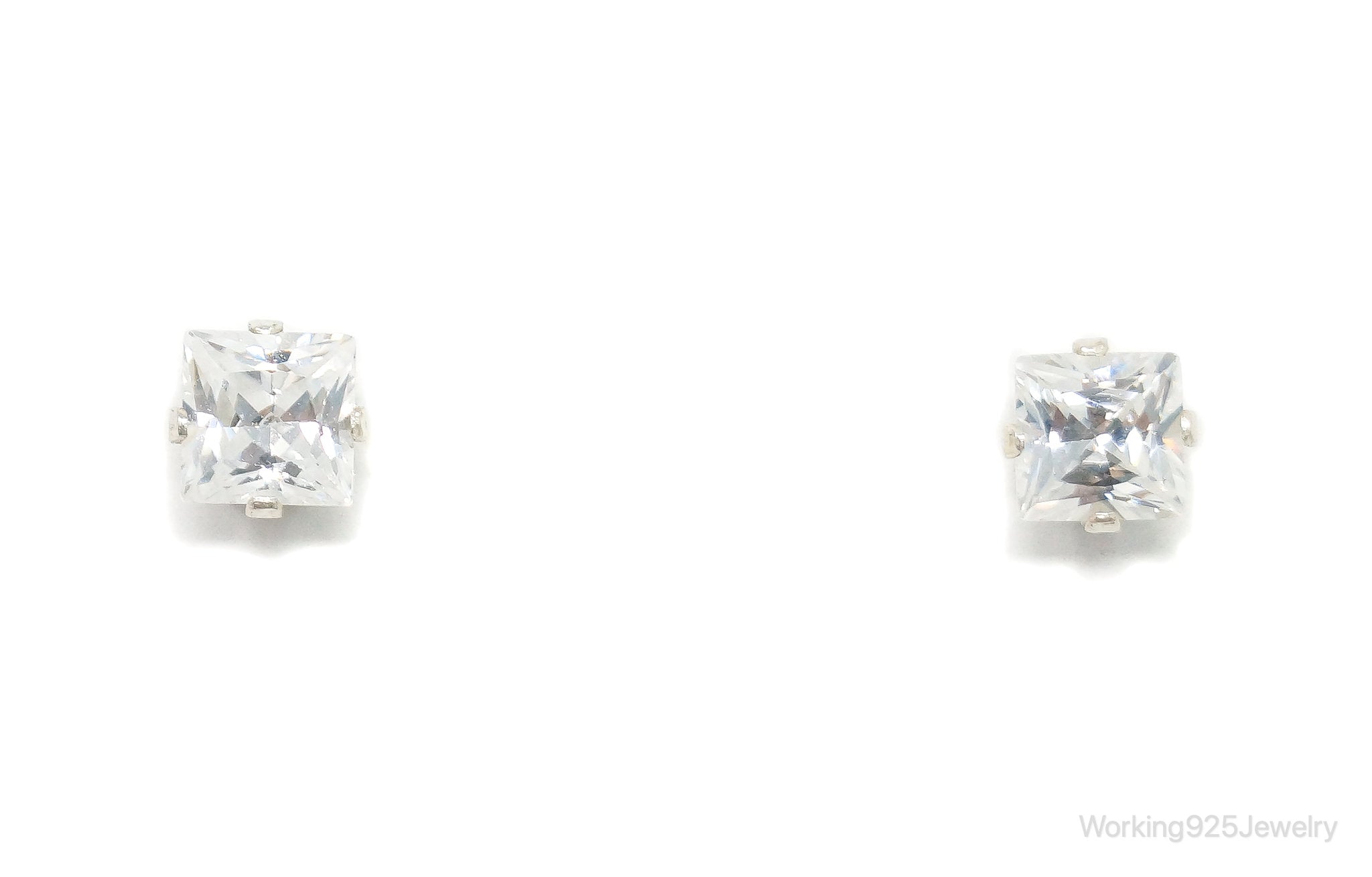 Cubic Zirconia Sterling Silver Stud Post Earrings