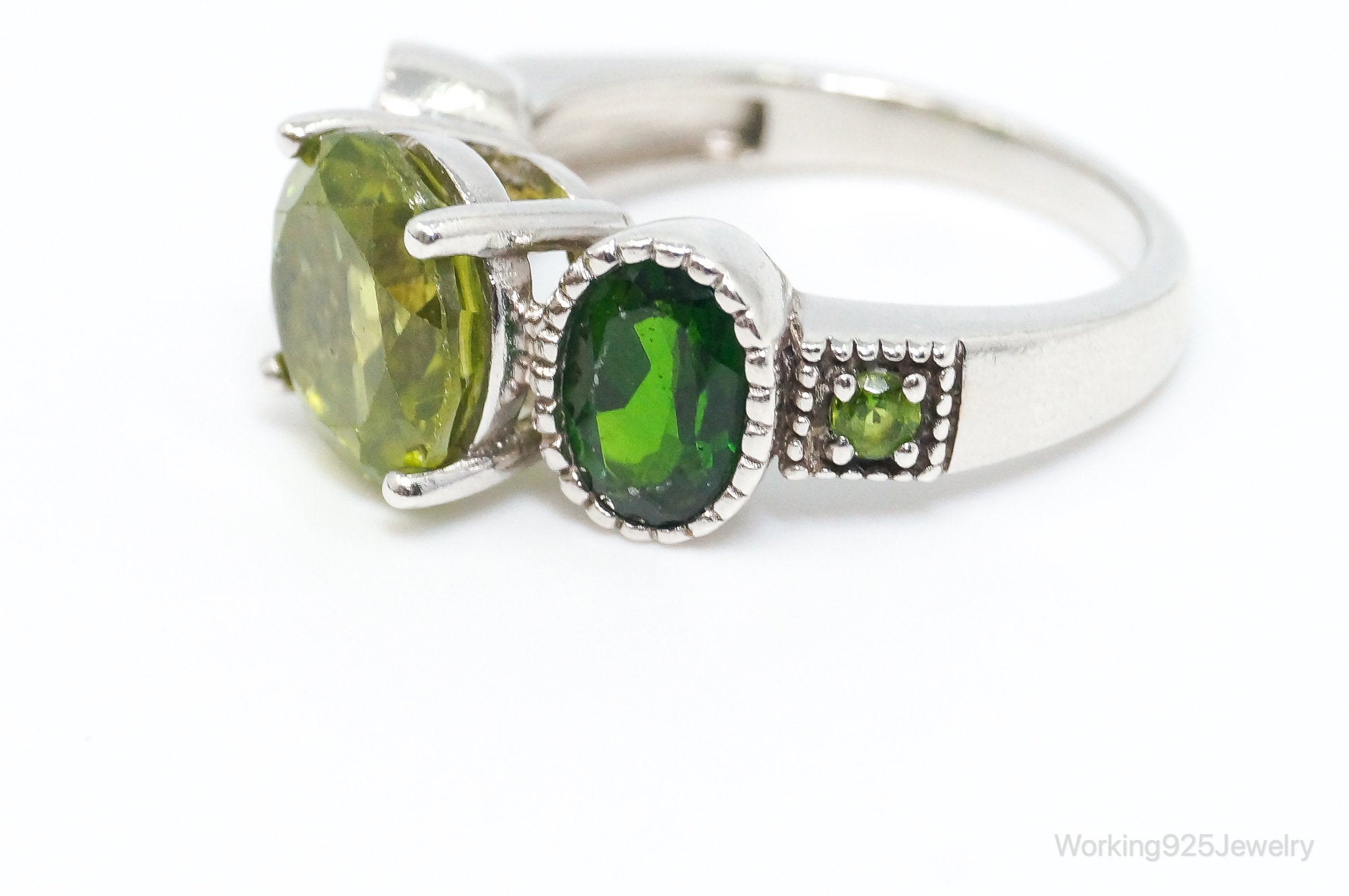 Vintage Designer Peridot Sterling Silver Ring - SZ 6