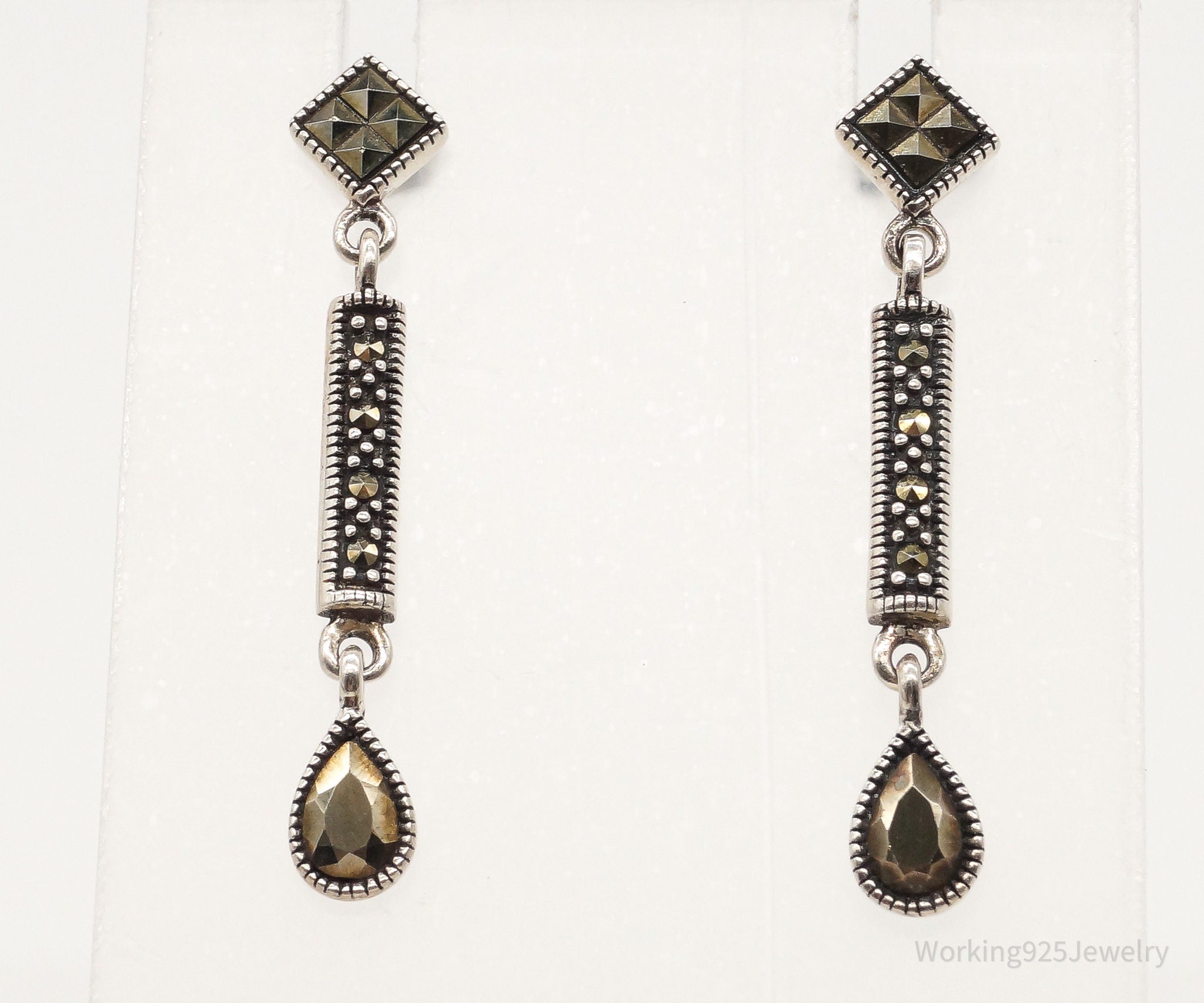 Vintage Art Deco Marcasite Sterling Silver Earrings