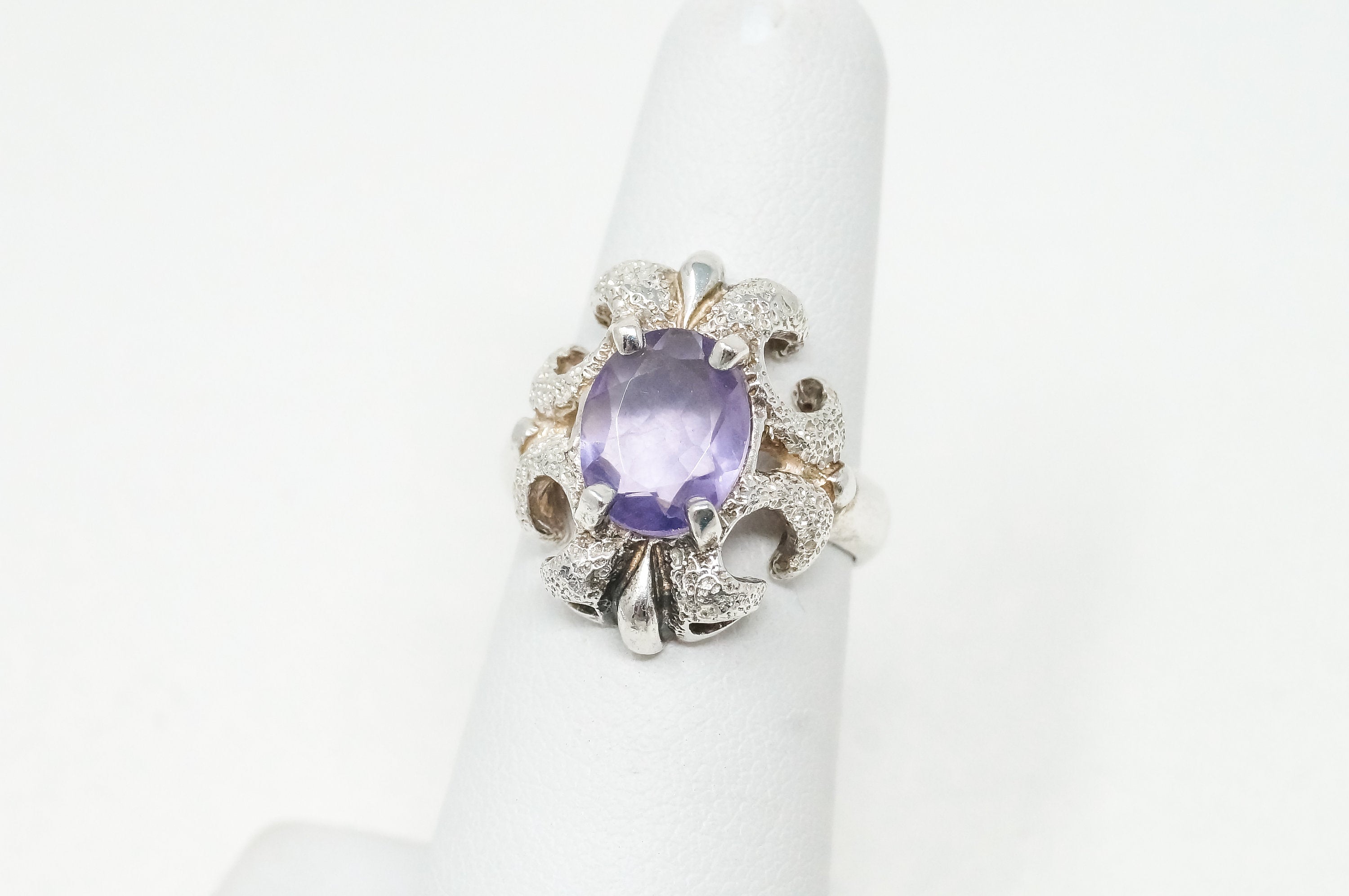 Vintage Designer Kabana KBN Amethyst Sterling Silver Ring - Sz 6 - 784100414