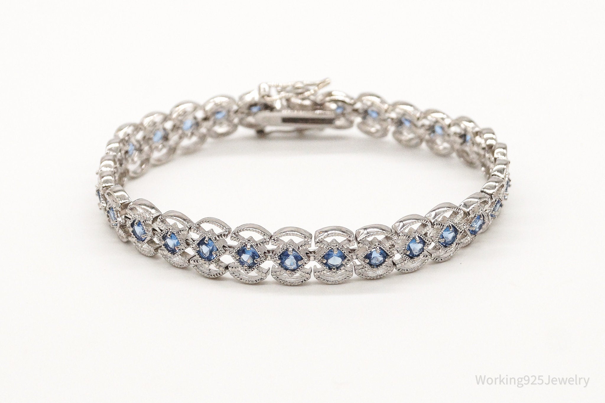 Designer FAS Lab Sapphire Sterling Silver Bracelet