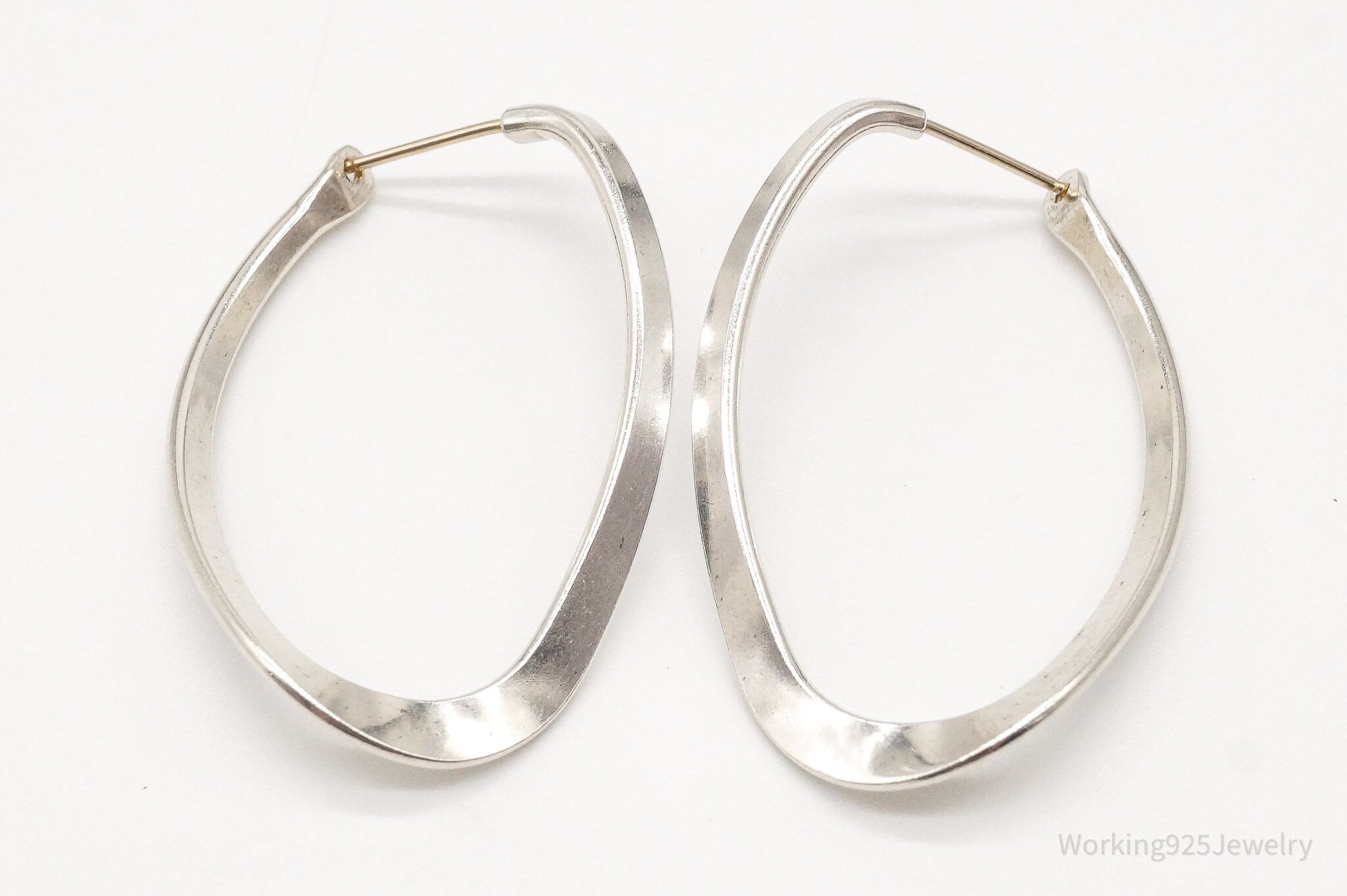 Vintage Designer 14KGF Post Sterling Silver Hoop Earrings