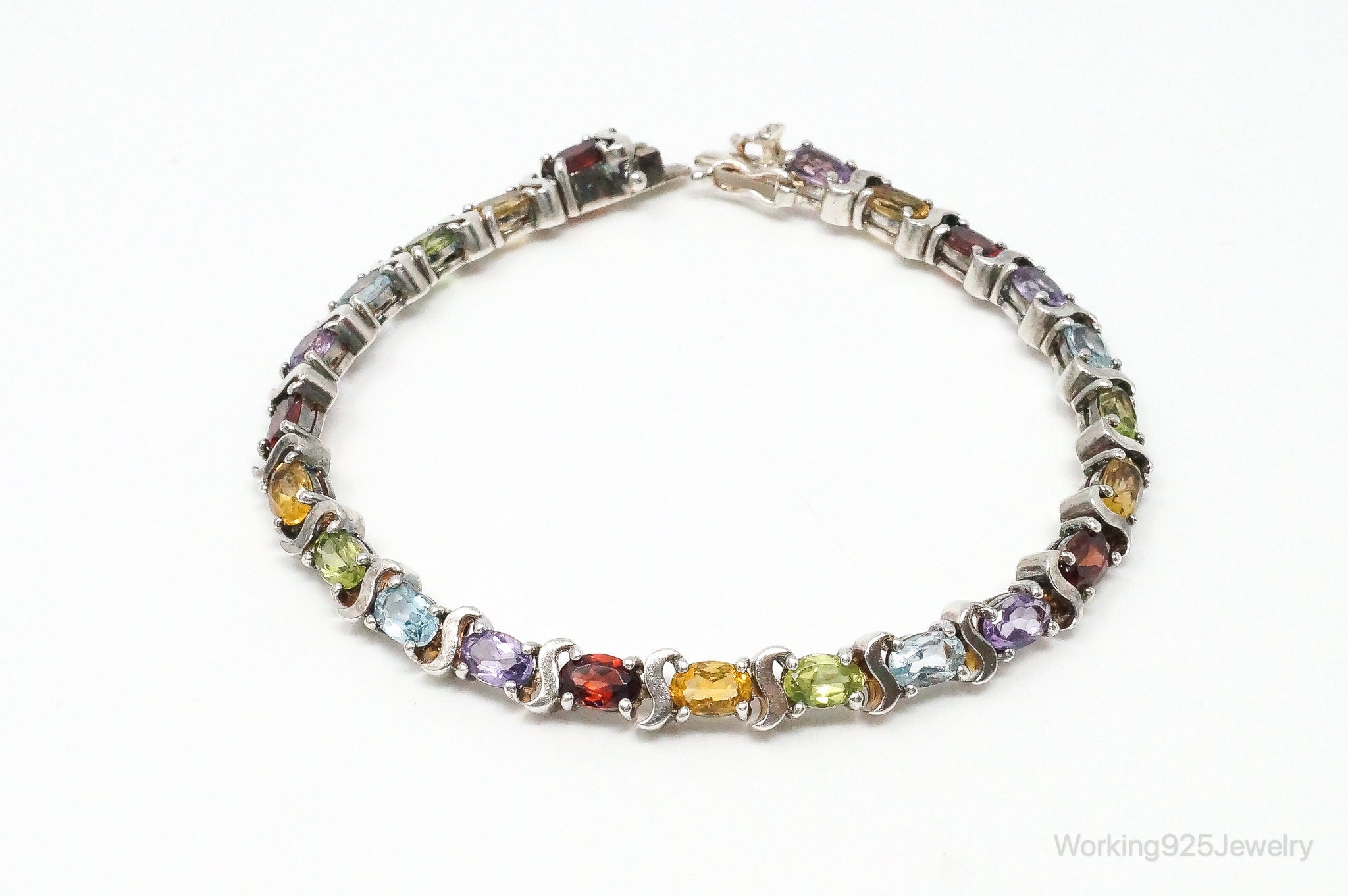 Vintage Designer Multi Gem Sterling Silver Bracelet