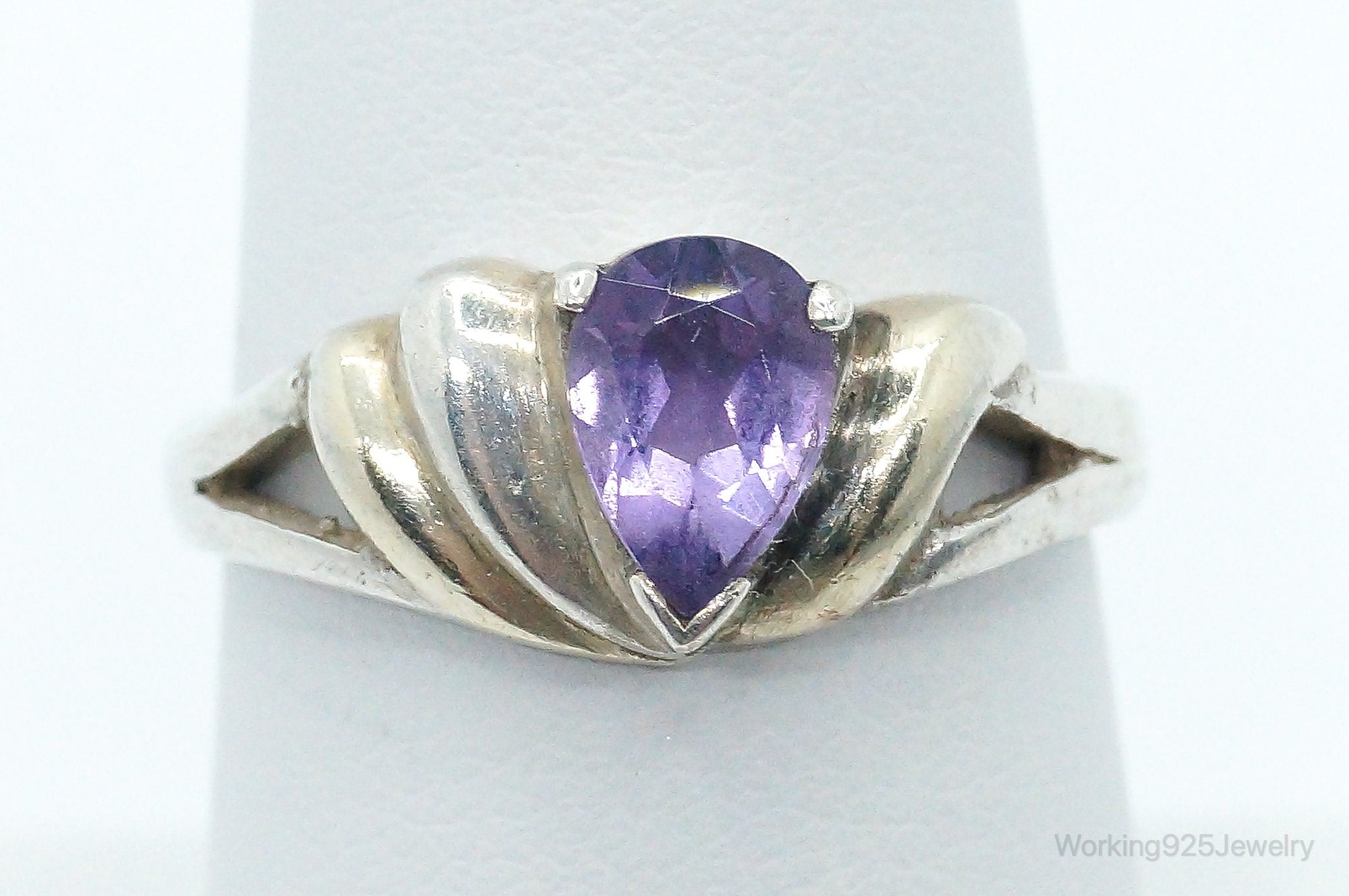 Vintage Amethyst Sterling Silver Ring - Size 7