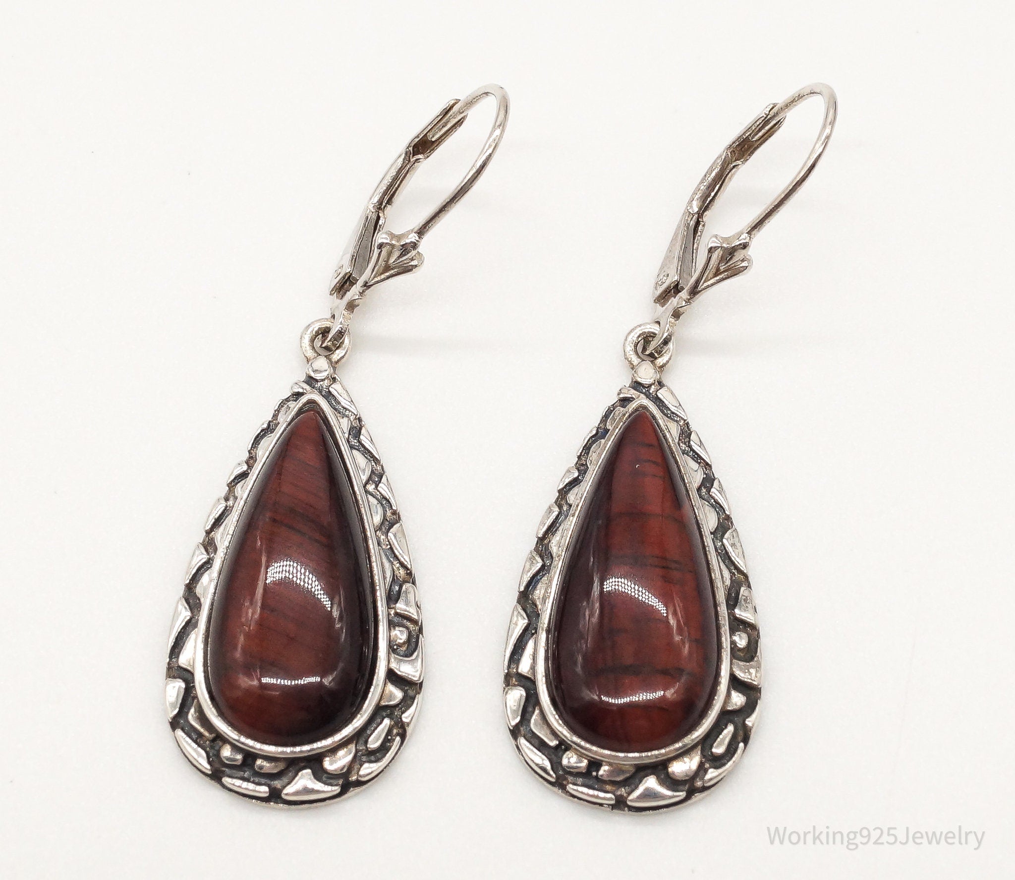 Designer Whitney Kelly WK Red Tigers Eye Sterling Silver Earrings