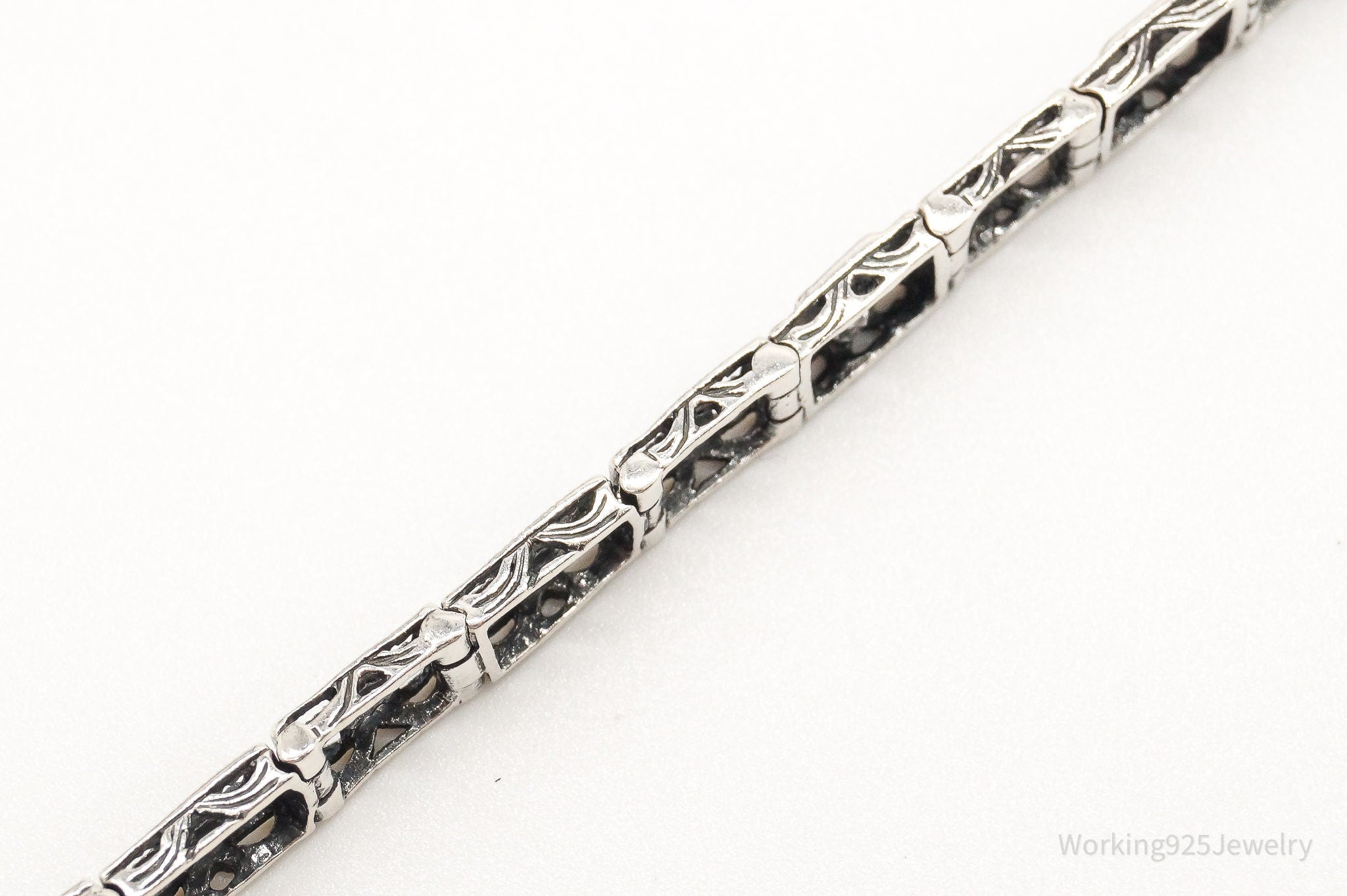 Vintage Cubic Zirconia Art Deco Sterling Silver Bracelet