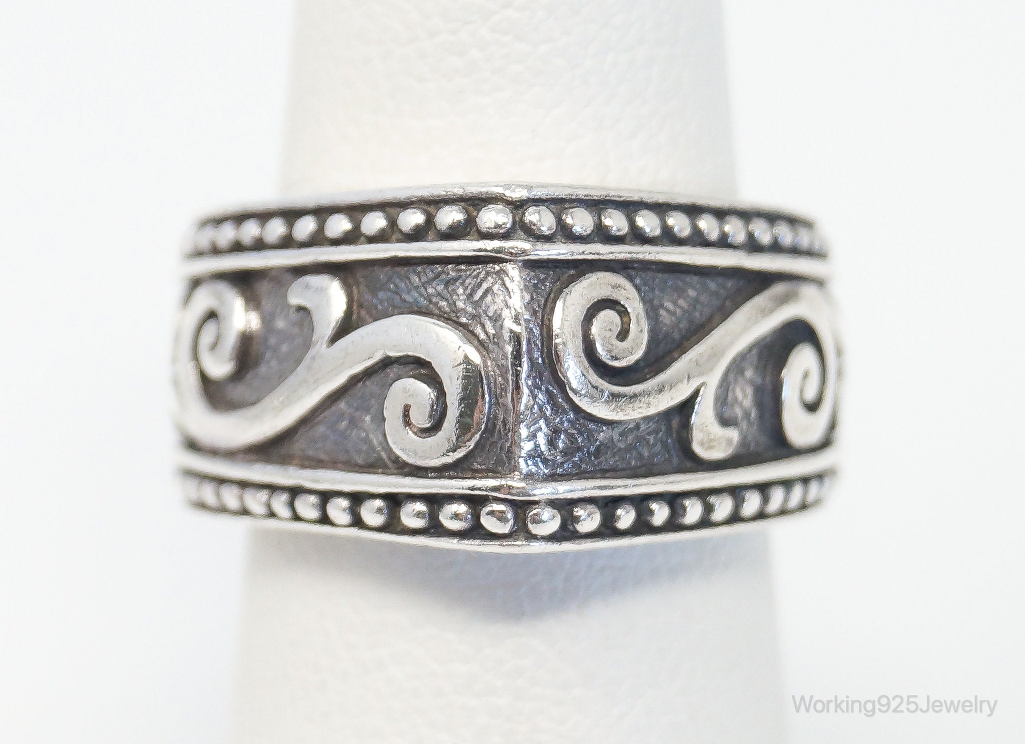 Designer Brighton Scroll Oxidized Sterling Silver Ring - Size 6.25