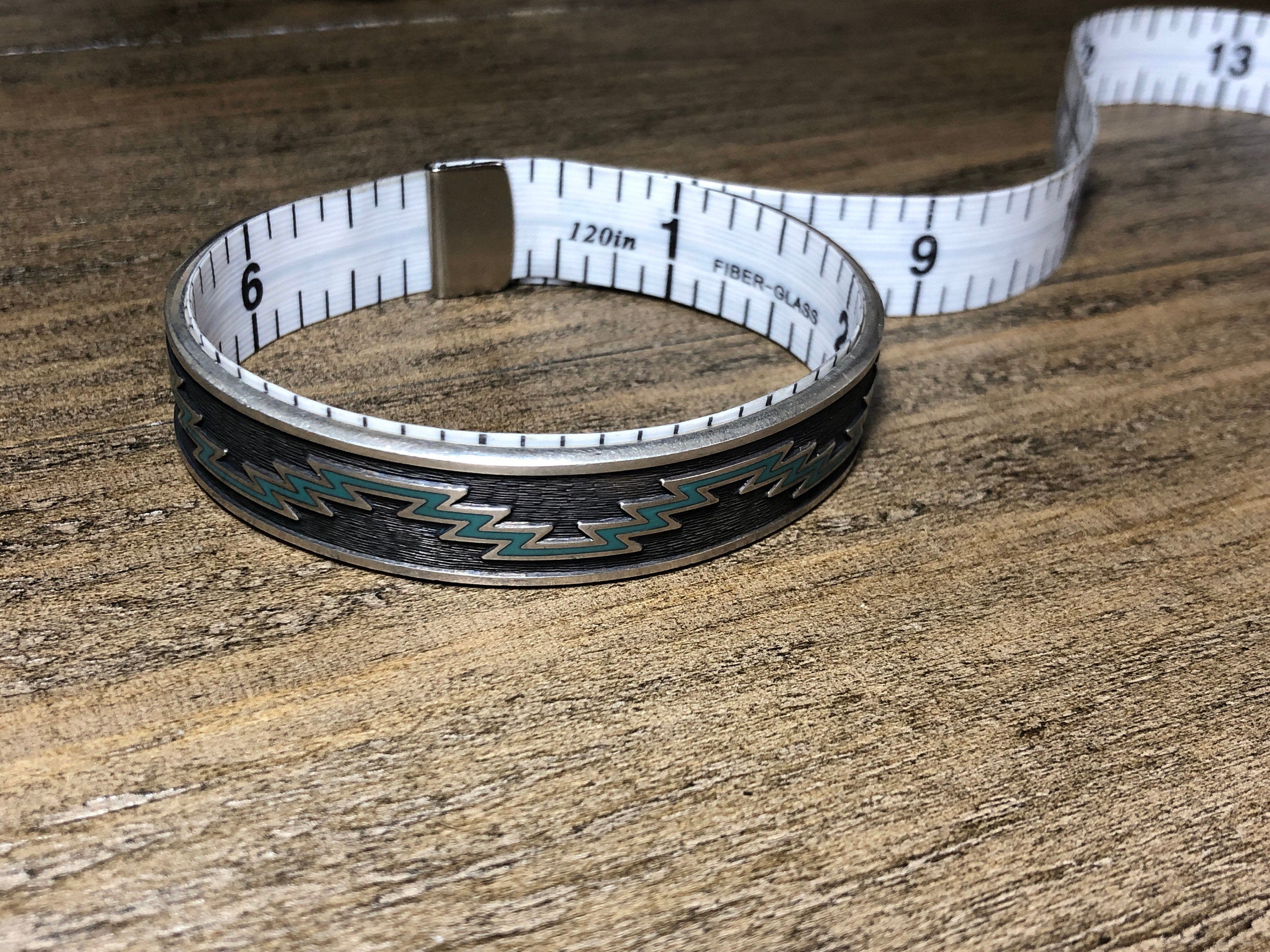 Vintage Designer KABANA Southwest Turquoise Inlay Sterling Silver Cuff Bracelet